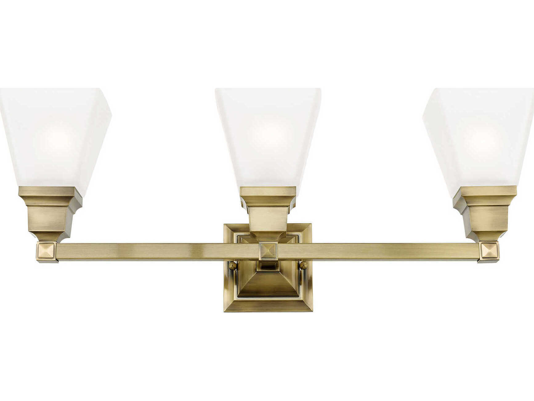 Livex Lighting Mission 3-Light Antique Brass Glass Vanity Light