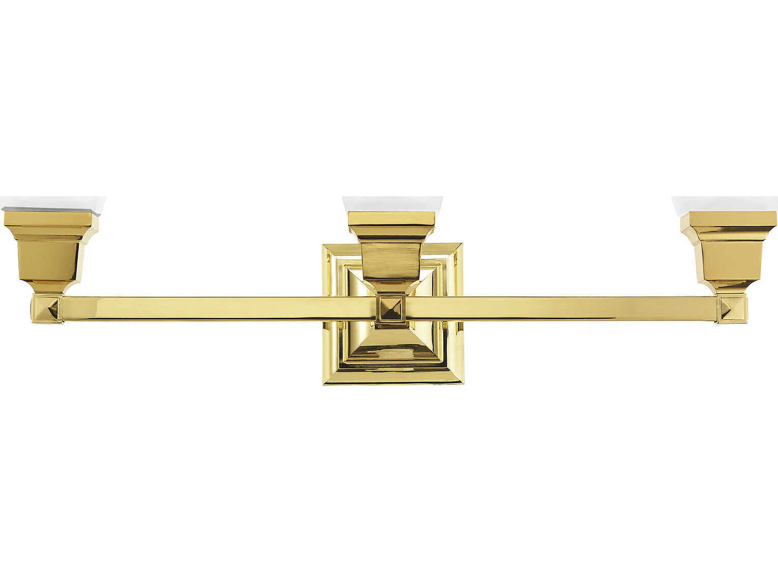 Livex Lighting Mission 3-Light Polished Brass Glass Vanity Light