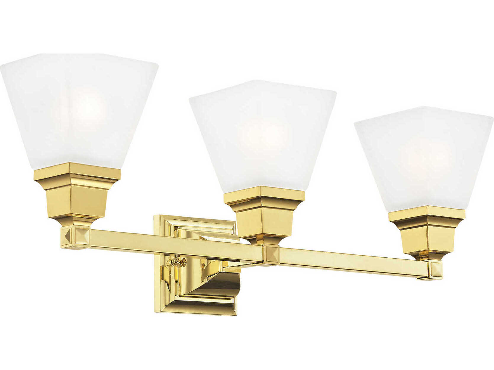 Livex Lighting Mission 3-Light Polished Brass Glass Vanity Light