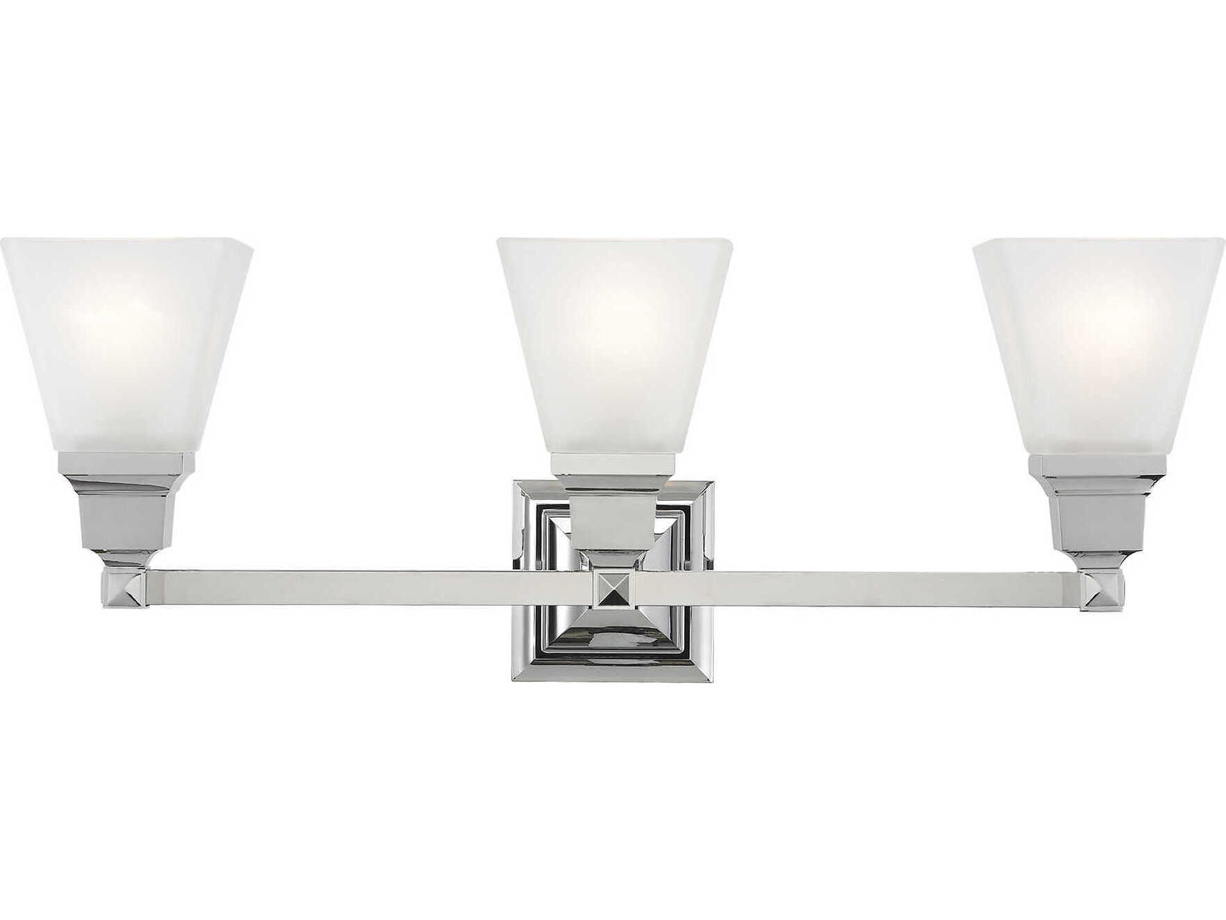 Livex Lighting Mission 3-Light Polished Chrome Glass Vanity Light