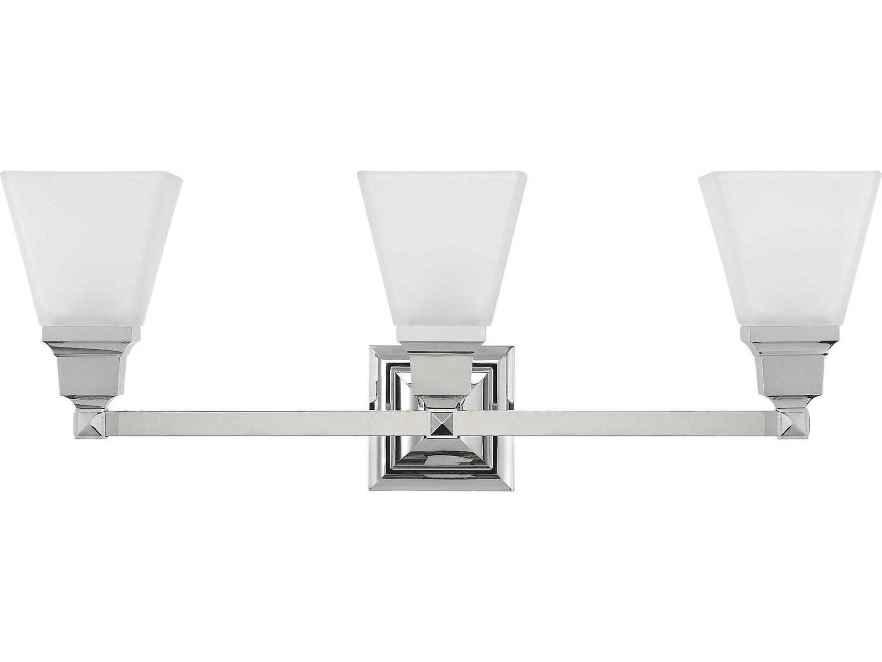 Livex Lighting Mission 3-Light Polished Chrome Glass Vanity Light