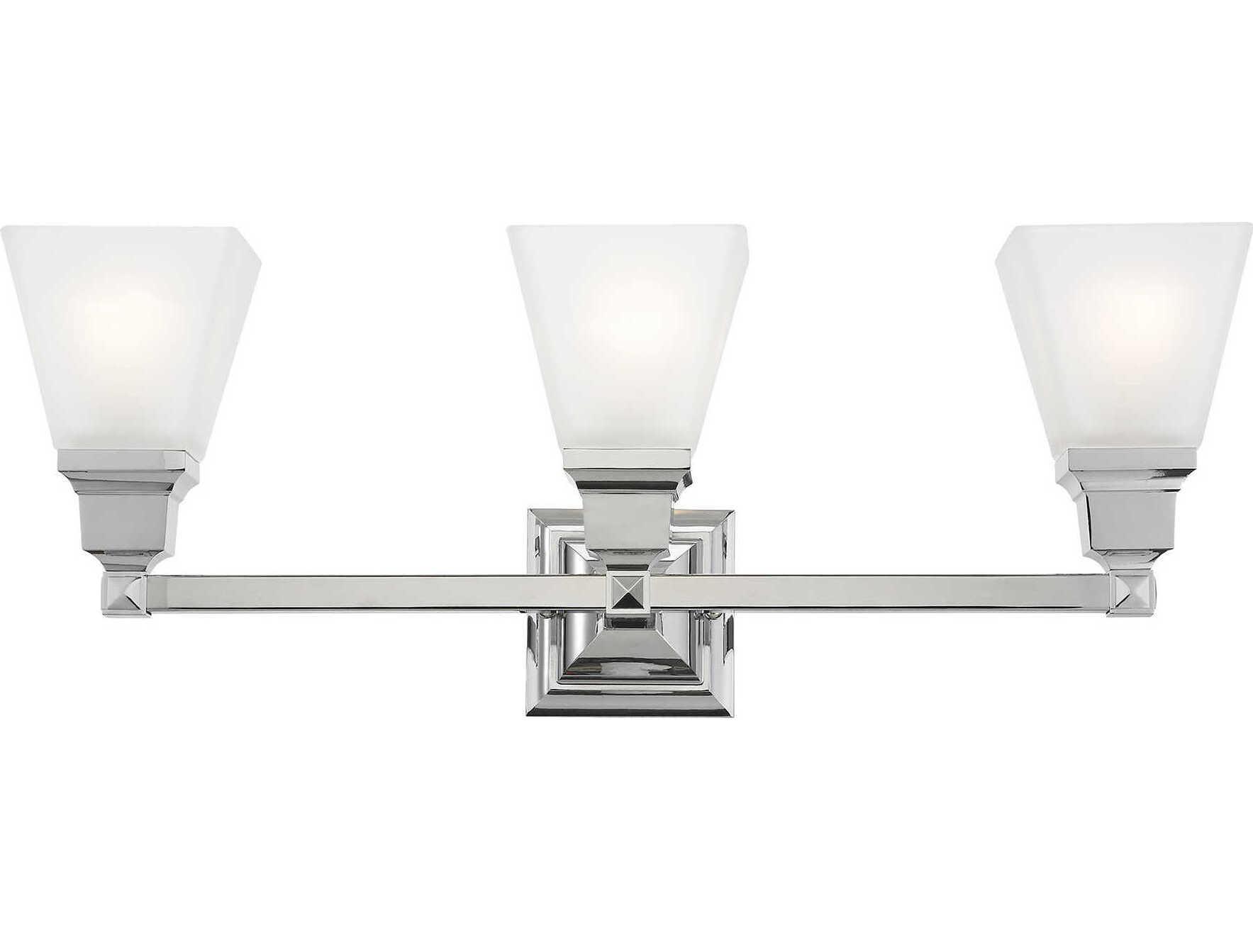 Livex Lighting Mission 3-Light Polished Chrome Glass Vanity Light