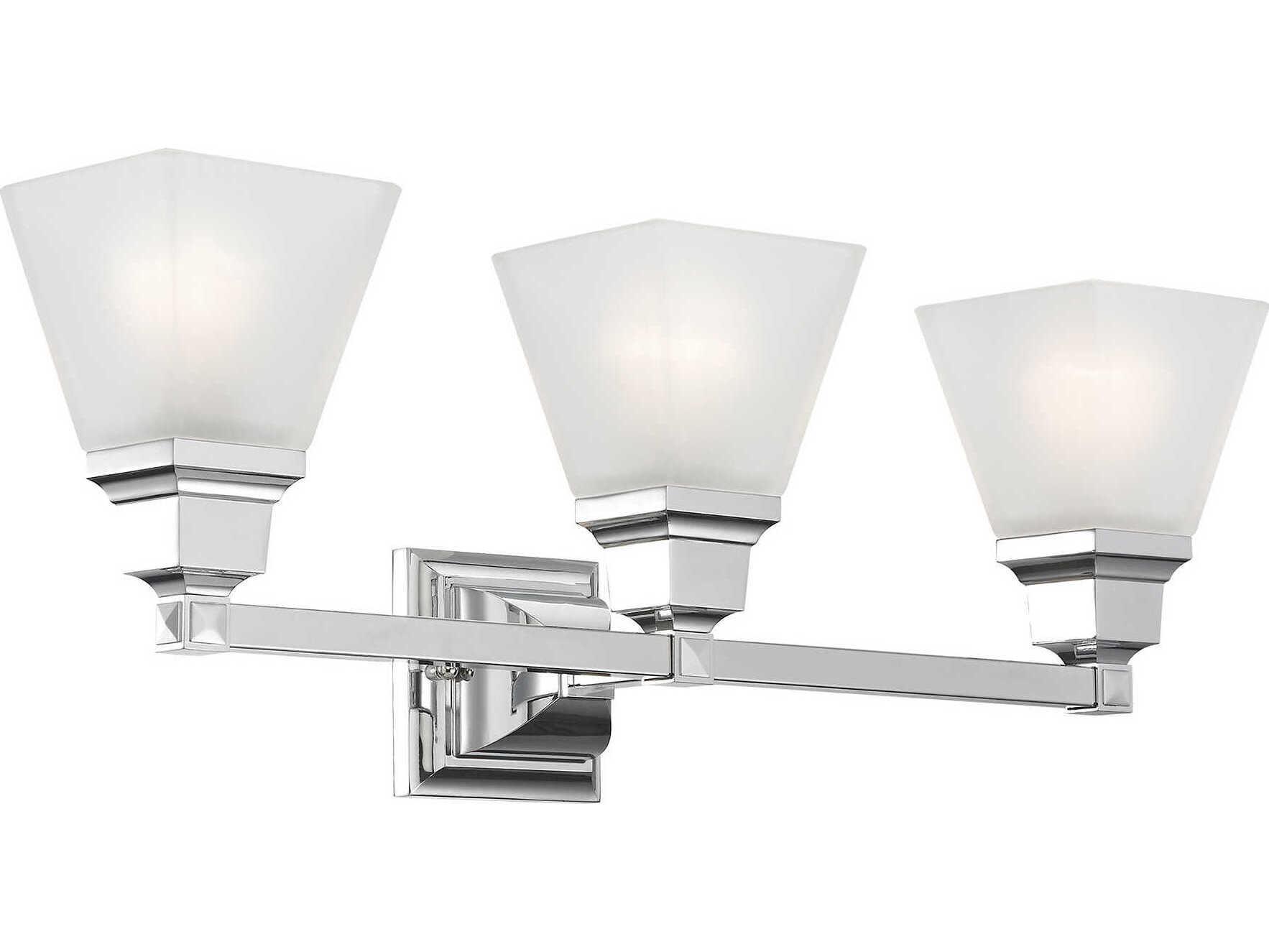 Livex Lighting Mission 3-Light Polished Chrome Glass Vanity Light