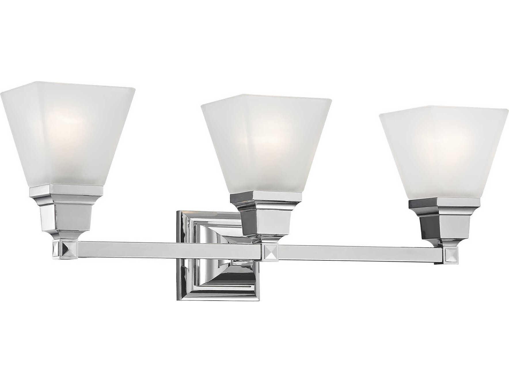 Livex Lighting Mission 3-Light Polished Chrome Glass Vanity Light