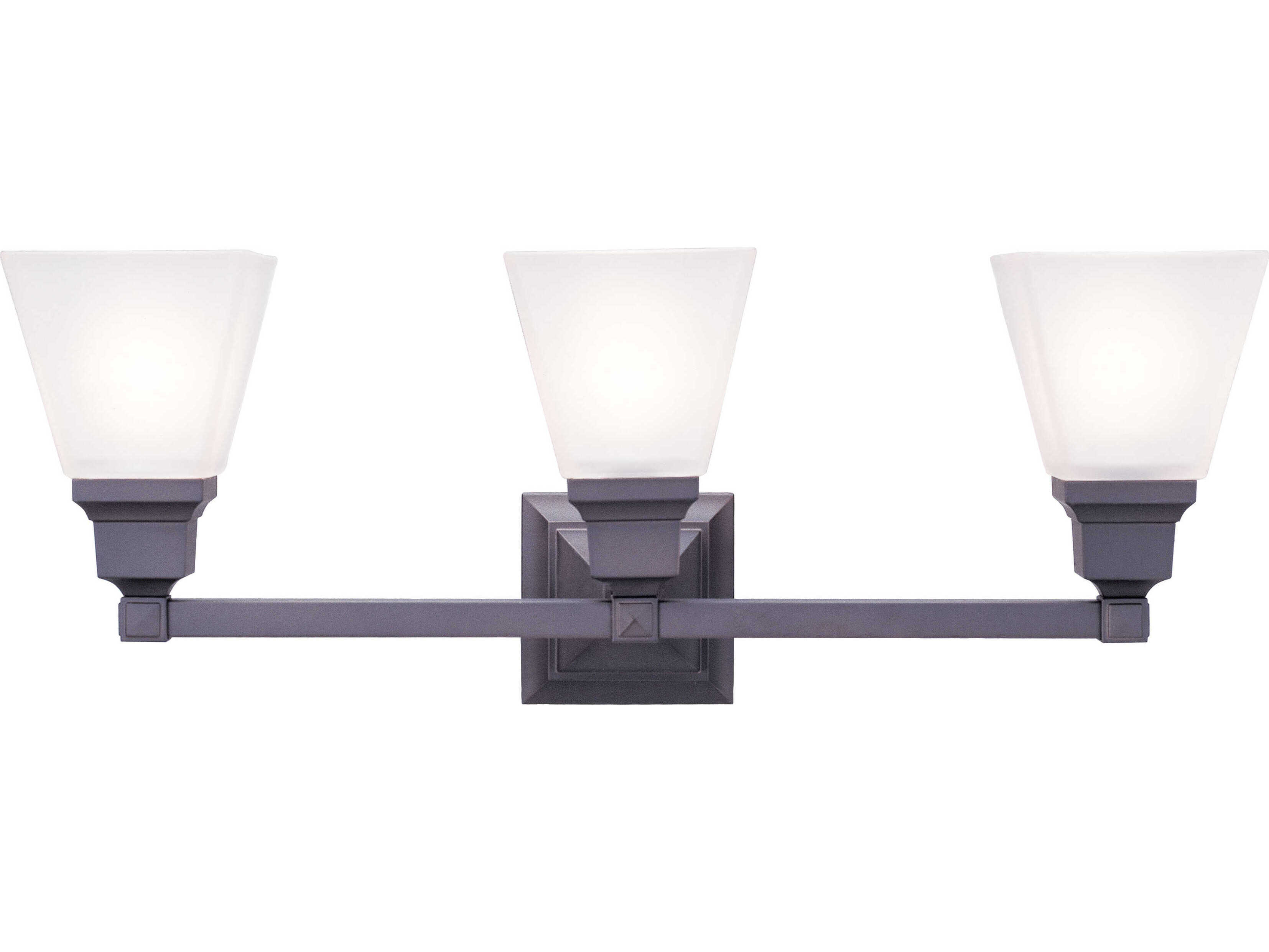Livex Lighting Mission 3-Light Bronze Glass Vanity Light