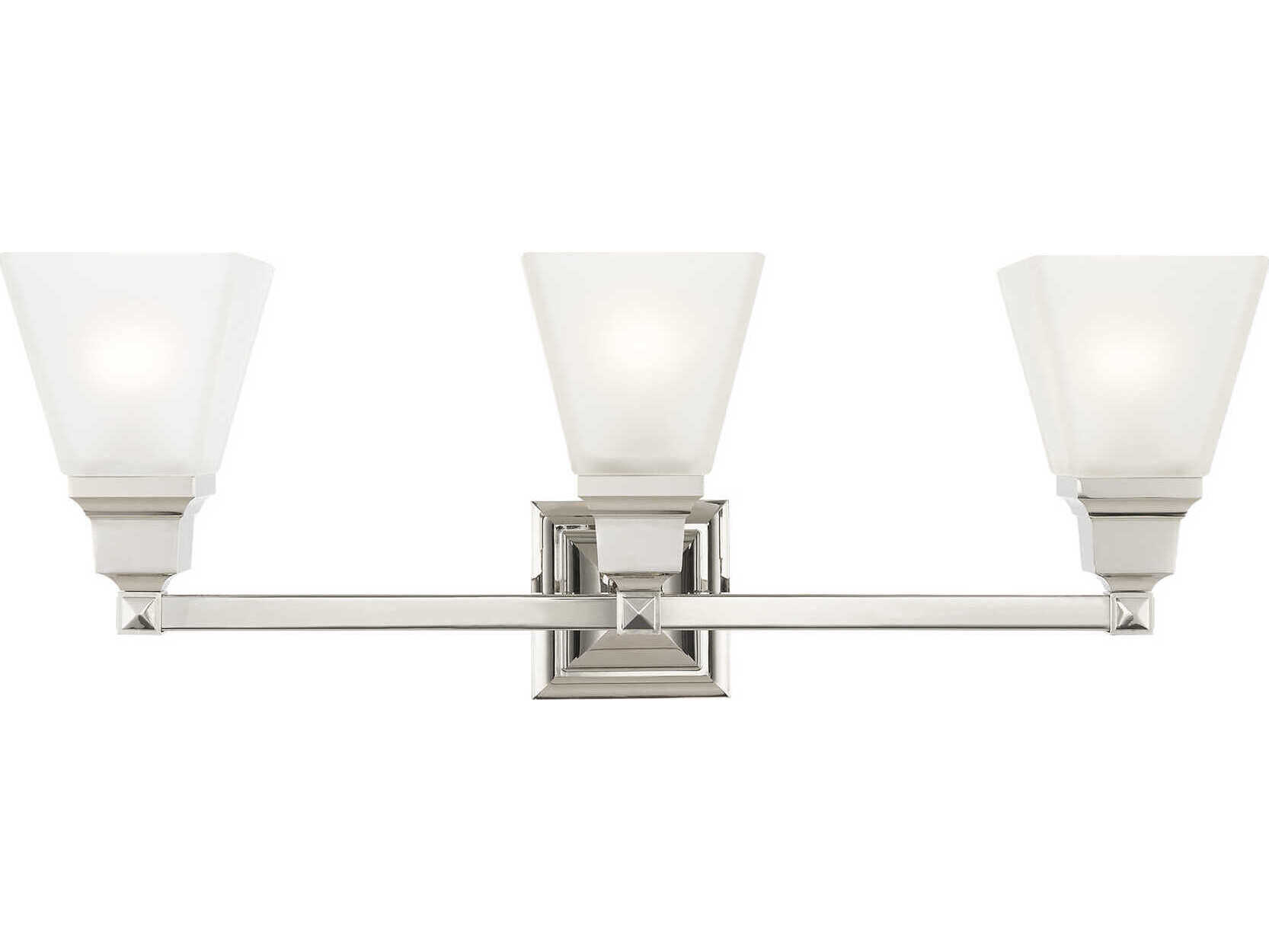 Livex Lighting Mission 3-Light Polished Nickel Glass Vanity Light