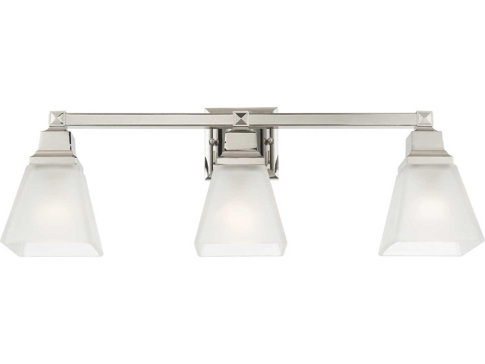 Livex Lighting Mission 3-Light Polished Nickel Glass Vanity Light