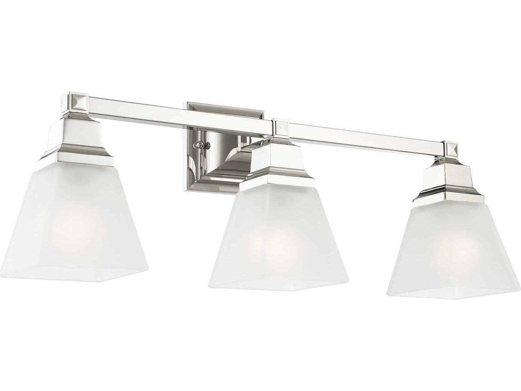 Livex Lighting Mission 3-Light Polished Nickel Glass Vanity Light