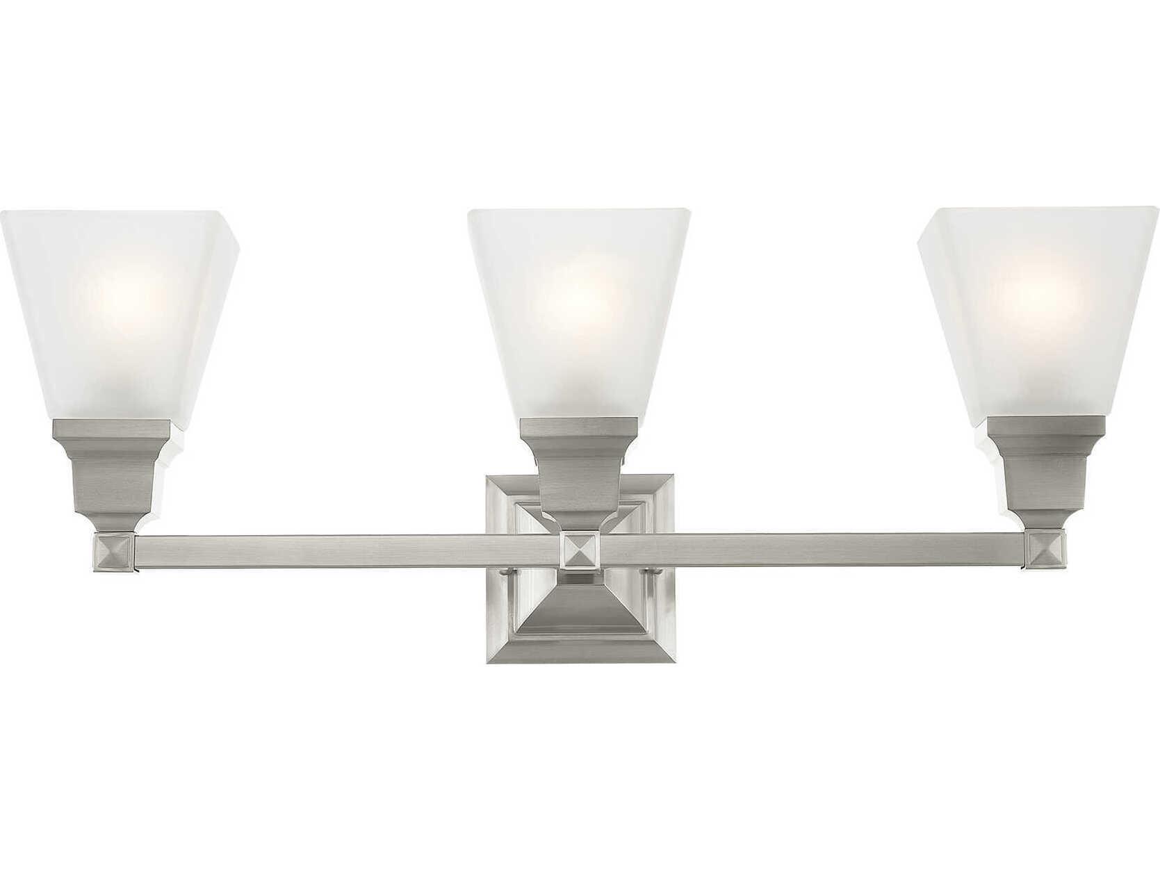 Livex Lighting Mission 3-Light Brushed Nickel Glass Vanity Light