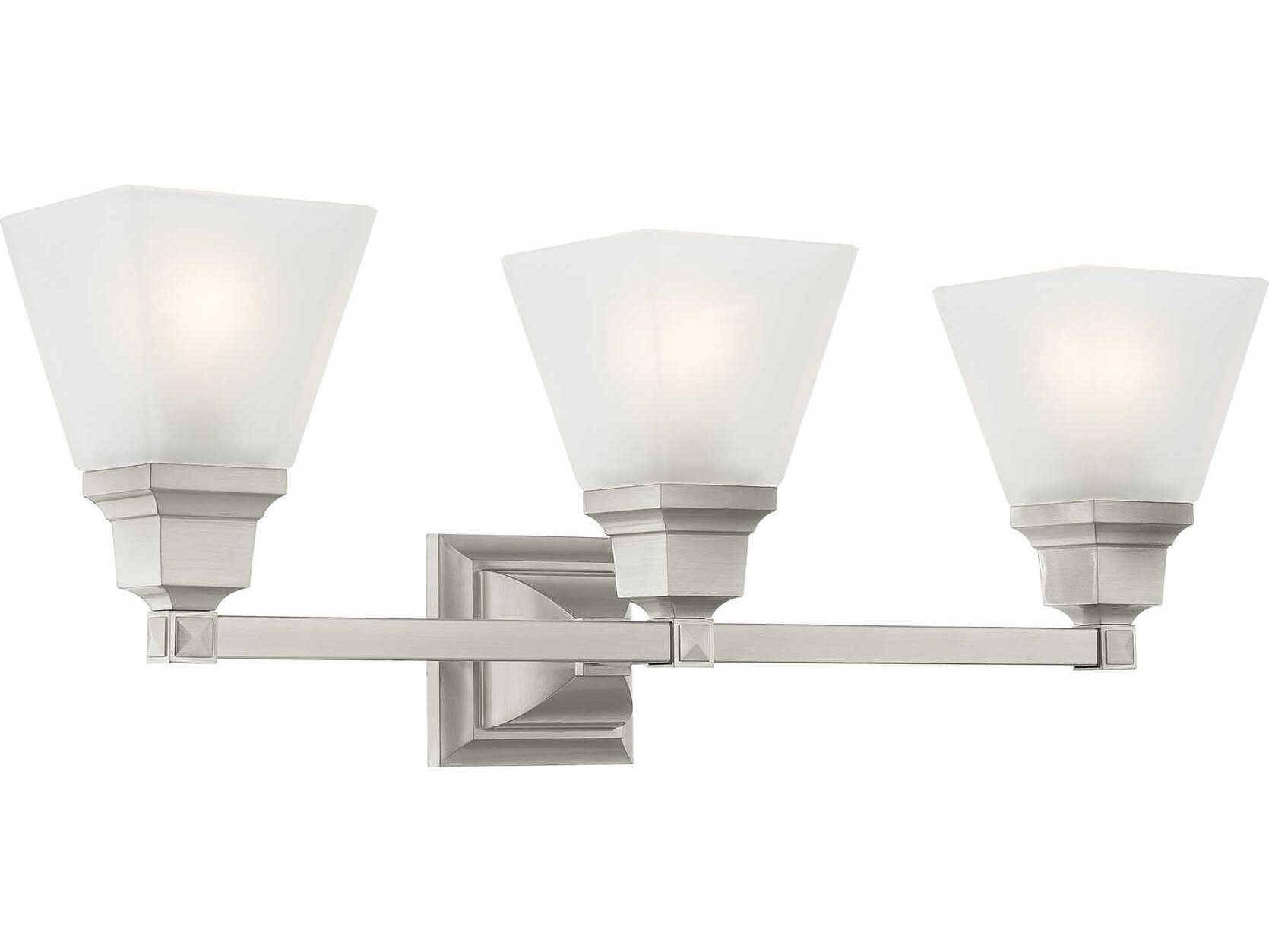 Livex Lighting Mission 3-Light Brushed Nickel Glass Vanity Light