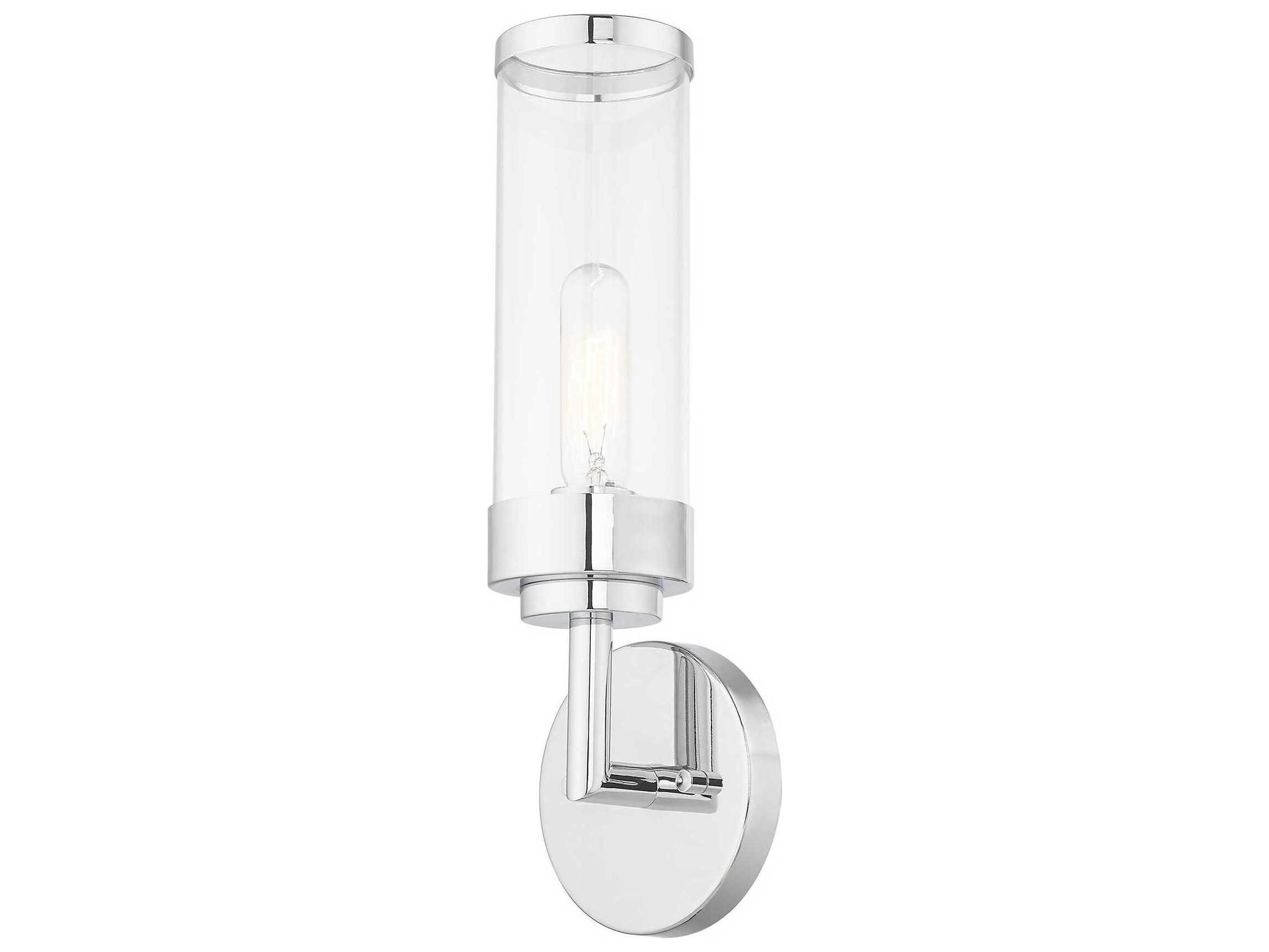 Livex Lighting Hillcrest 1-Light Polished Chrome Clear Glass Wall Sconce