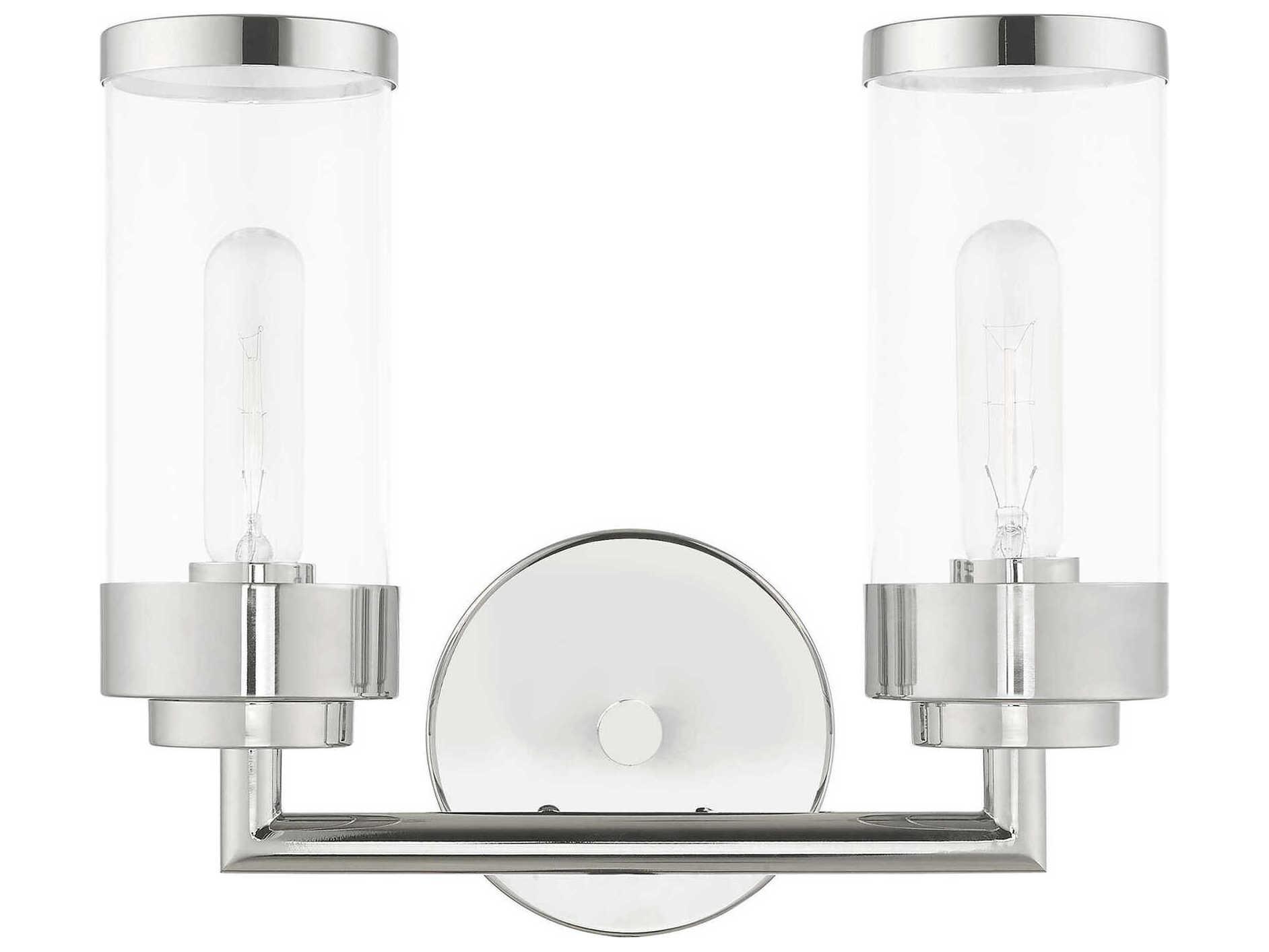 Livex Lighting Hillcrest 2-Light Polished Chrome Clear Glass Vanity Light