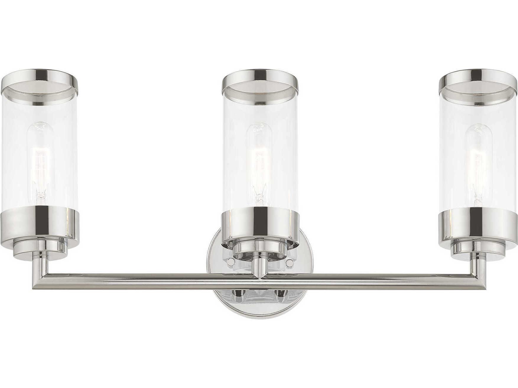 Livex Lighting Hillcrest 3-Light Polished Chrome Clear Glass Vanity Light