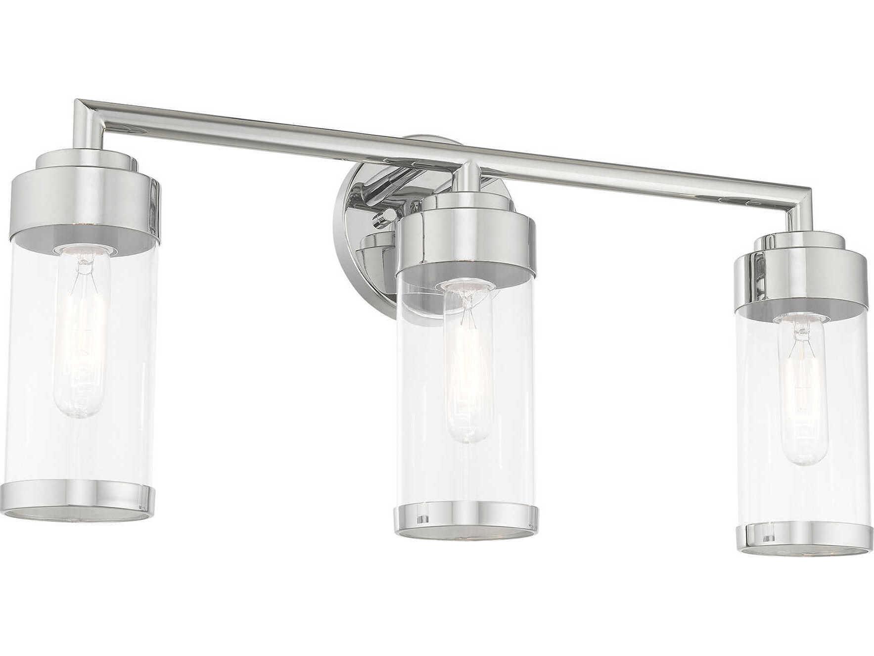 Livex Lighting Hillcrest 3-Light Polished Chrome Clear Glass Vanity Light