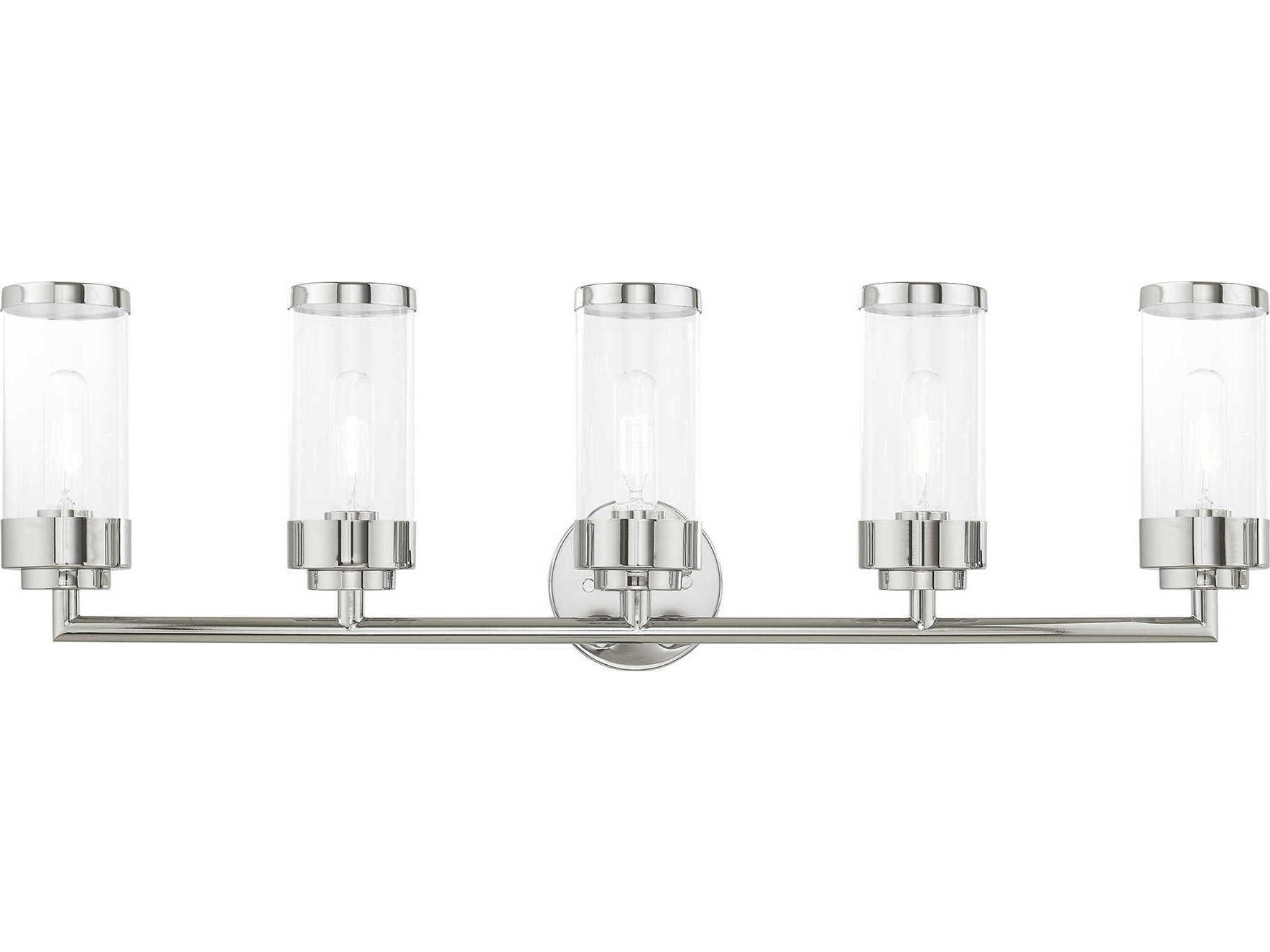 Livex Lighting Hillcrest 5-Light Polished Chrome Clear Glass Vanity Light