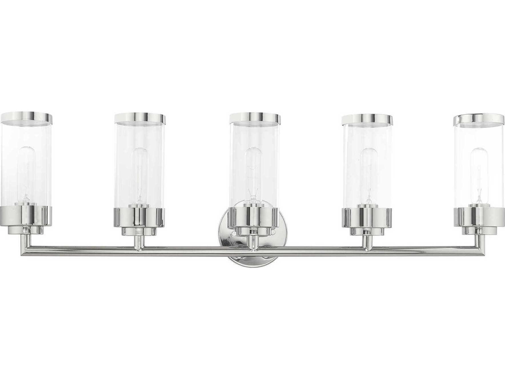 Livex Lighting Hillcrest 5-Light Polished Chrome Clear Glass Vanity Light