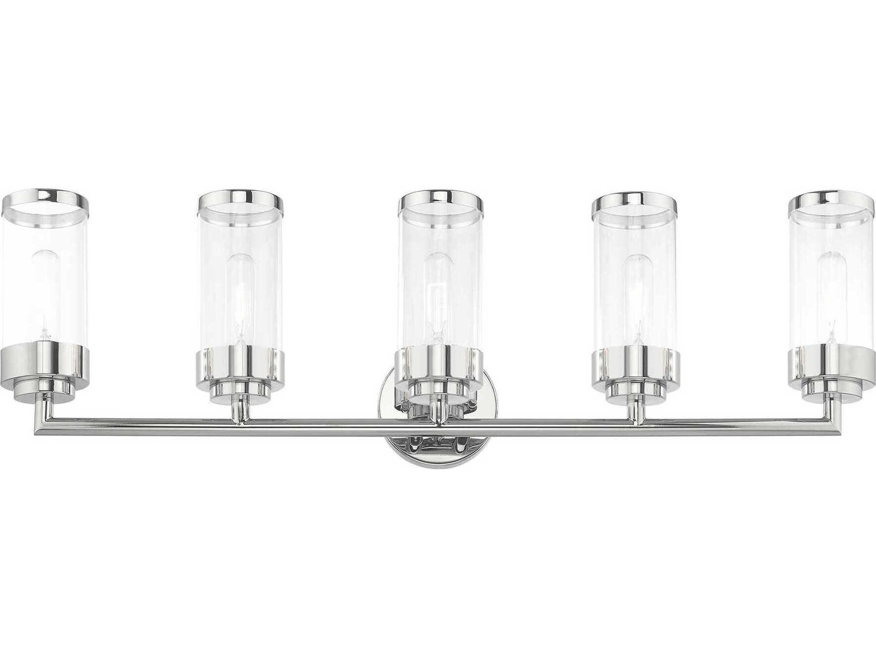 Livex Lighting Hillcrest 5-Light Polished Chrome Clear Glass Vanity Light