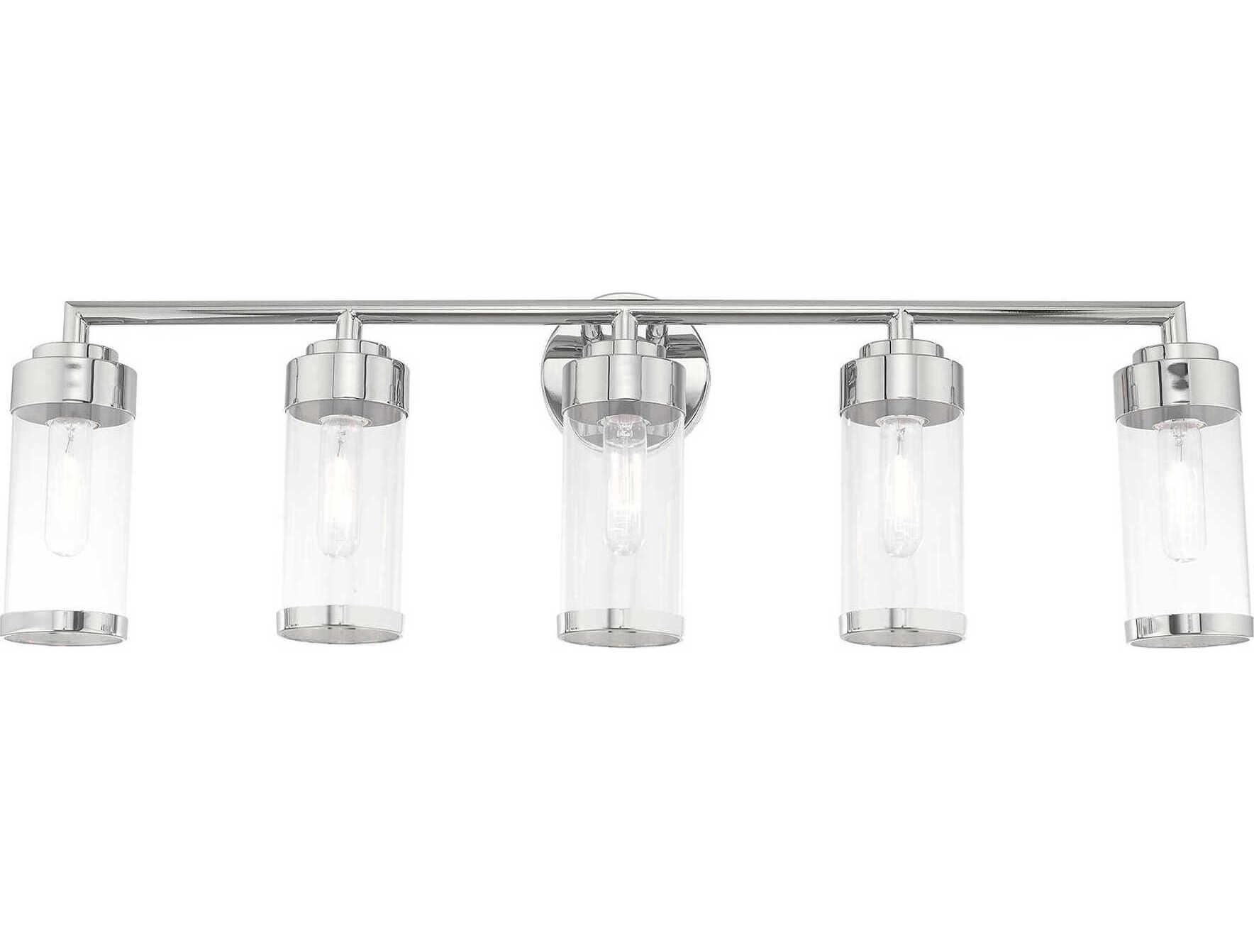 Livex Lighting Hillcrest 5-Light Polished Chrome Clear Glass Vanity Light