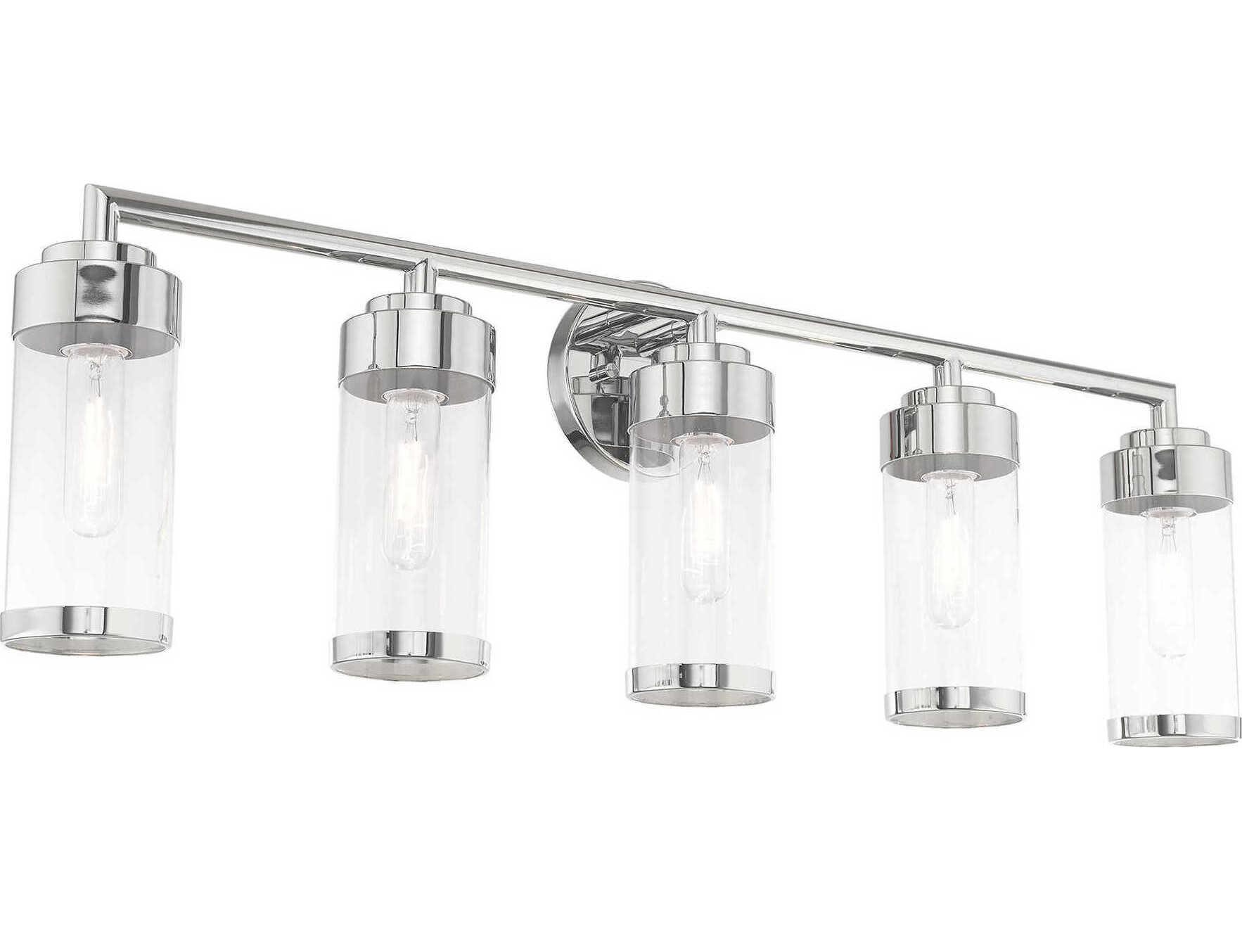 Livex Lighting Hillcrest 5-Light Polished Chrome Clear Glass Vanity Light