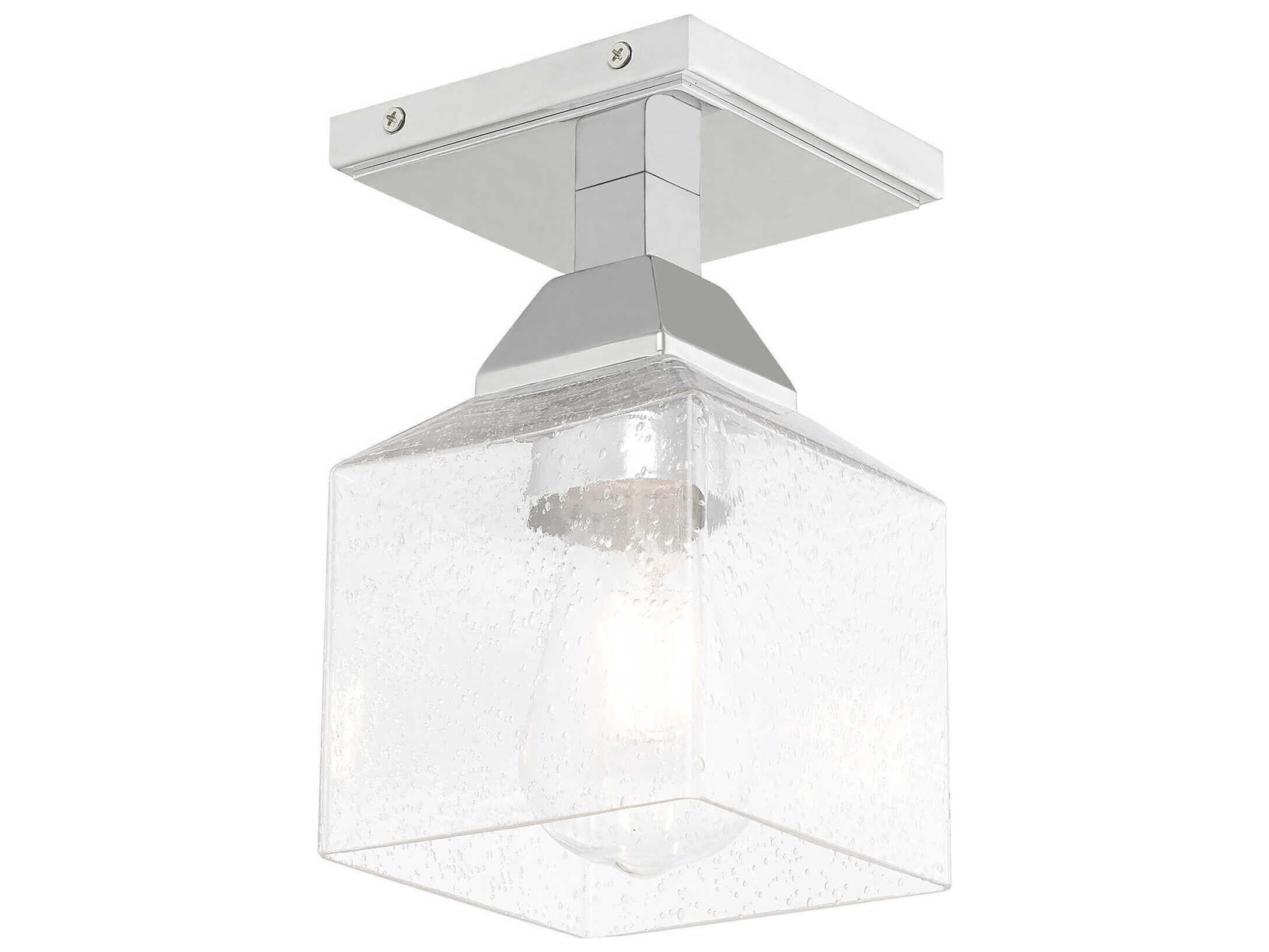Livex Lighting Aragon 1-Light Polished Chrome Clear Glass Semi Flush Mount
