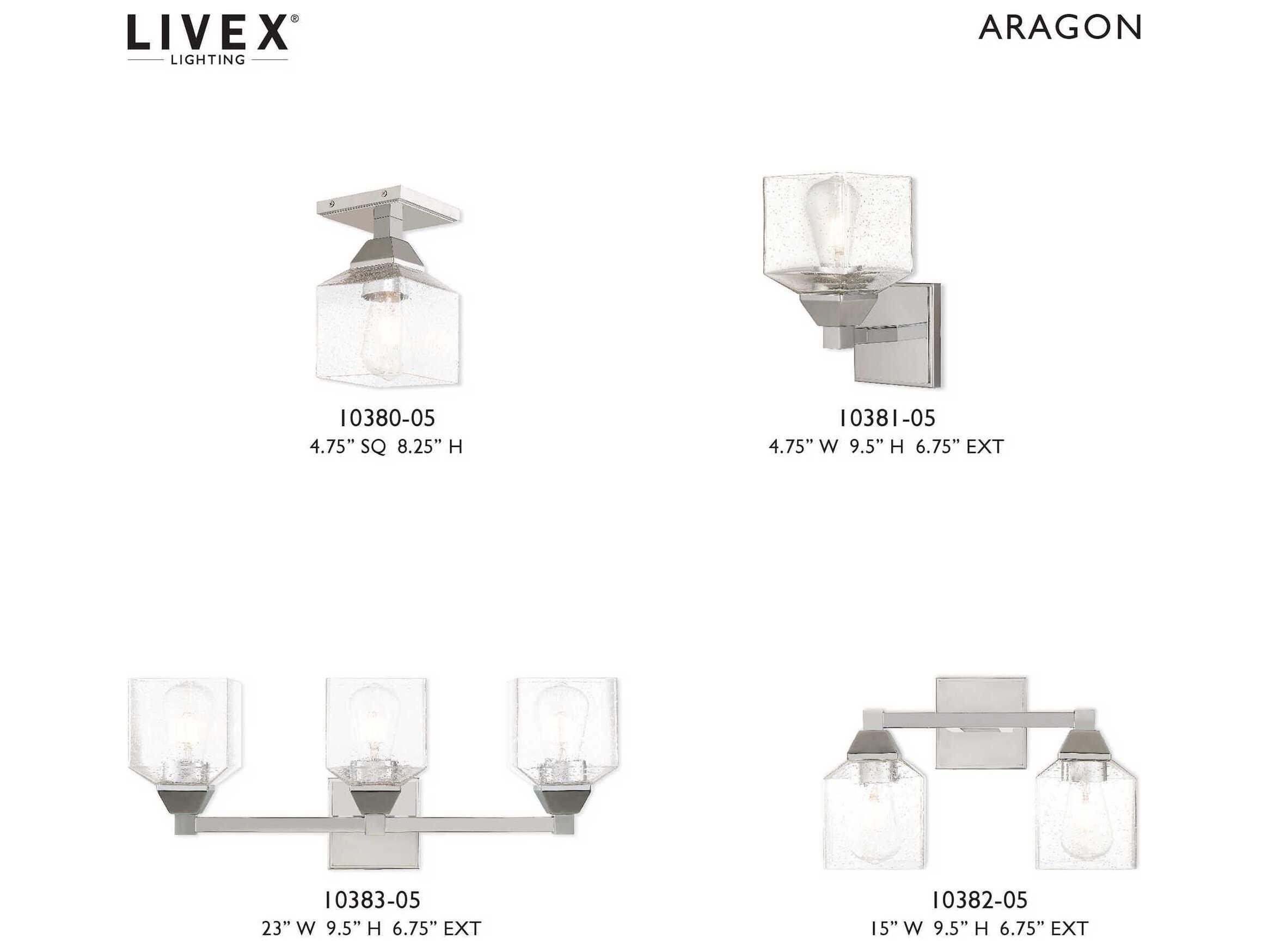 Livex Lighting Aragon 1-Light Polished Chrome Clear Glass Semi Flush Mount