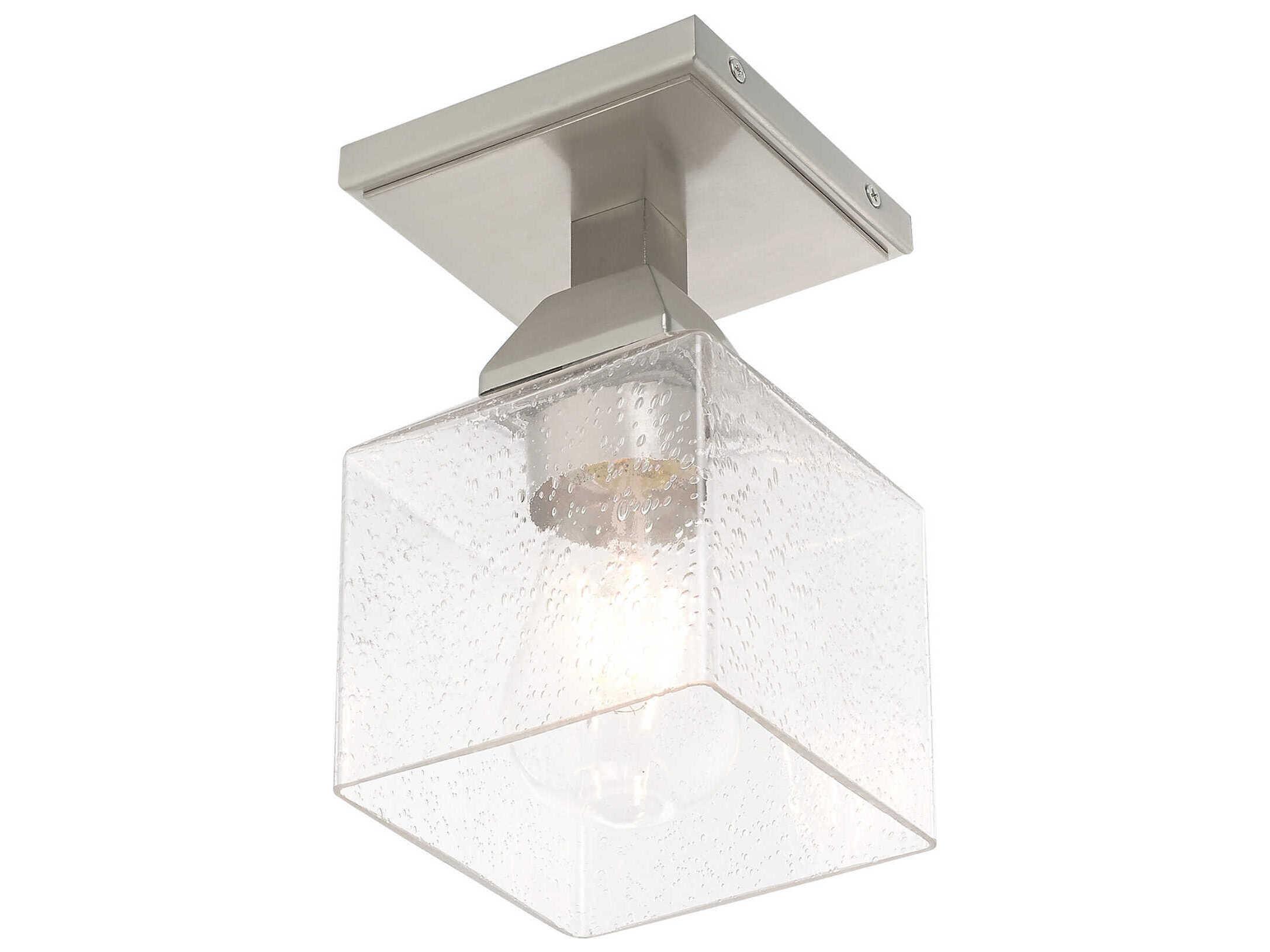Livex Lighting Aragon 1-Light Brushed Nickel Glass Semi Flush Mount