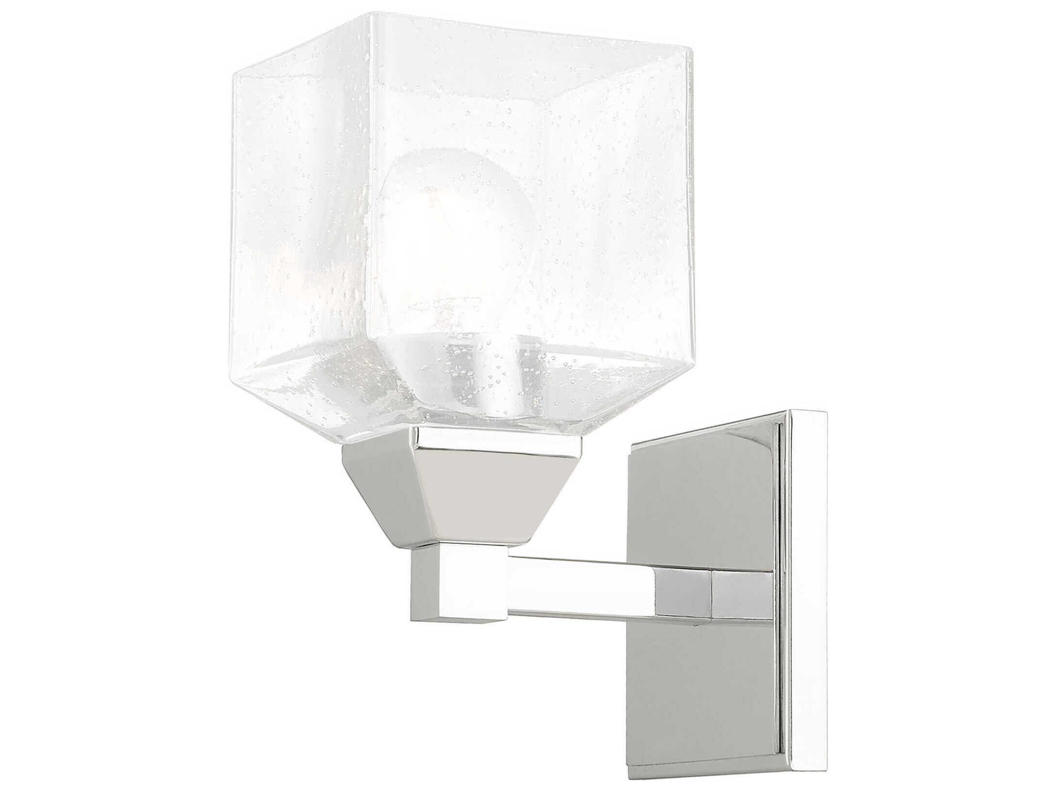 Livex Lighting Aragon 1-Light Polished Chrome Glass Wall Sconce