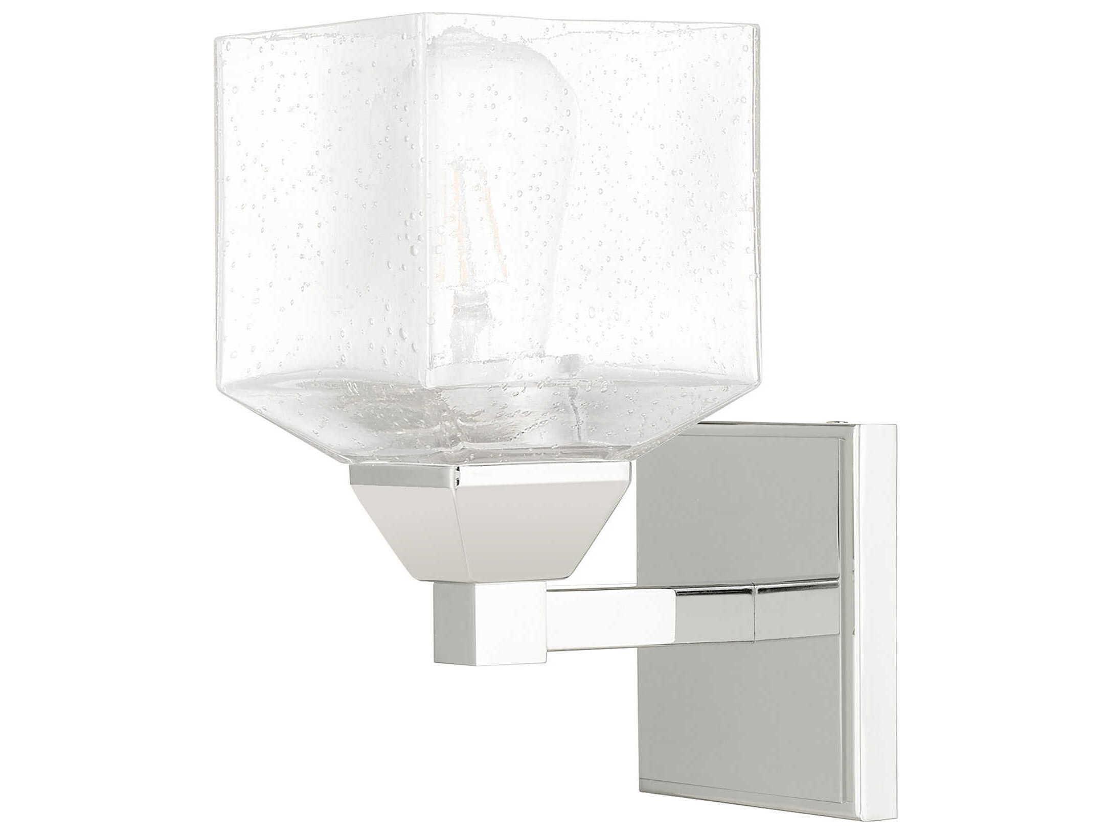 Livex Lighting Aragon 1-Light Polished Chrome Glass Wall Sconce