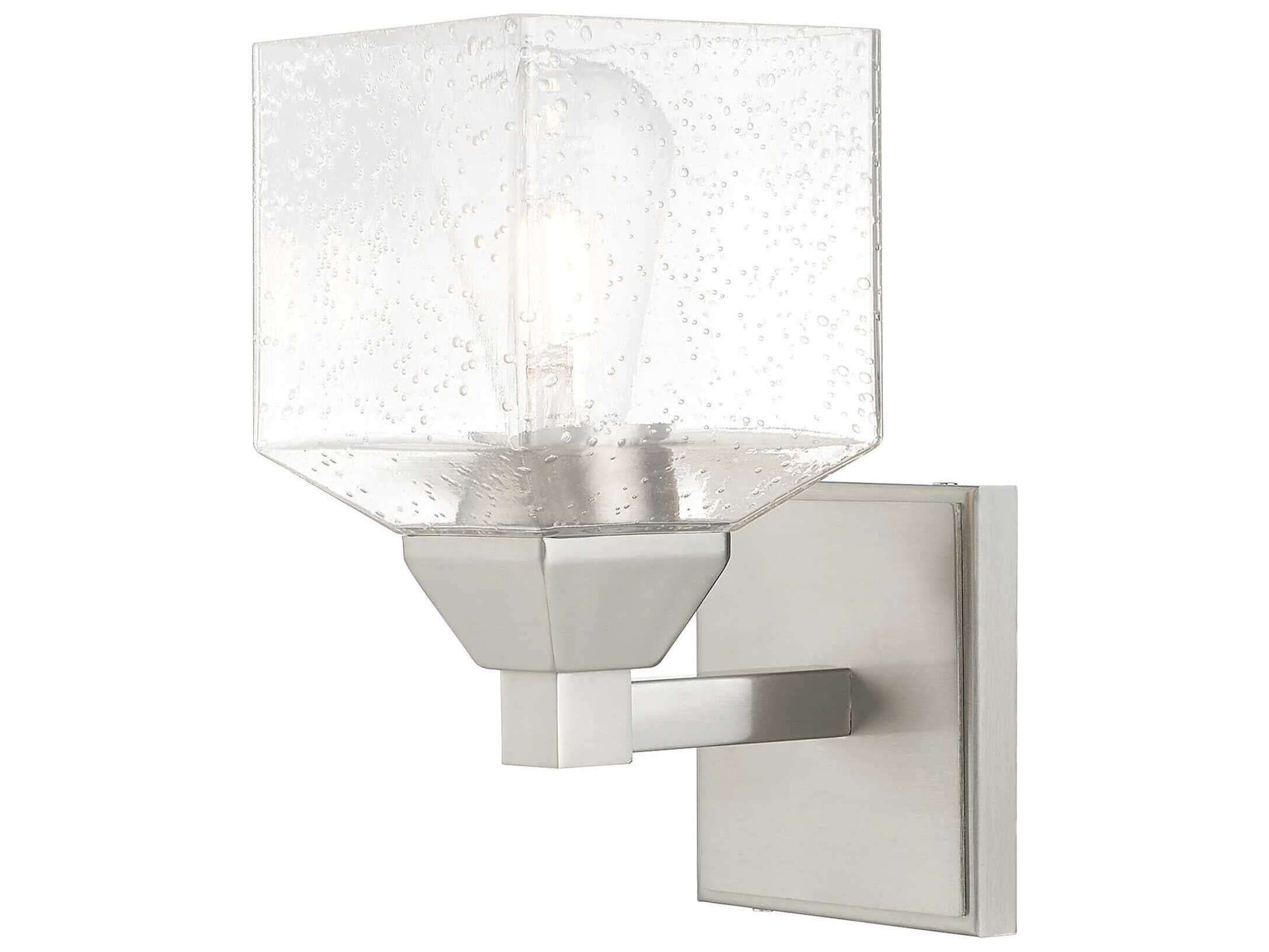 Livex Lighting Aragon 1-Light Brushed Nickel Clear Glass Wall Sconce
