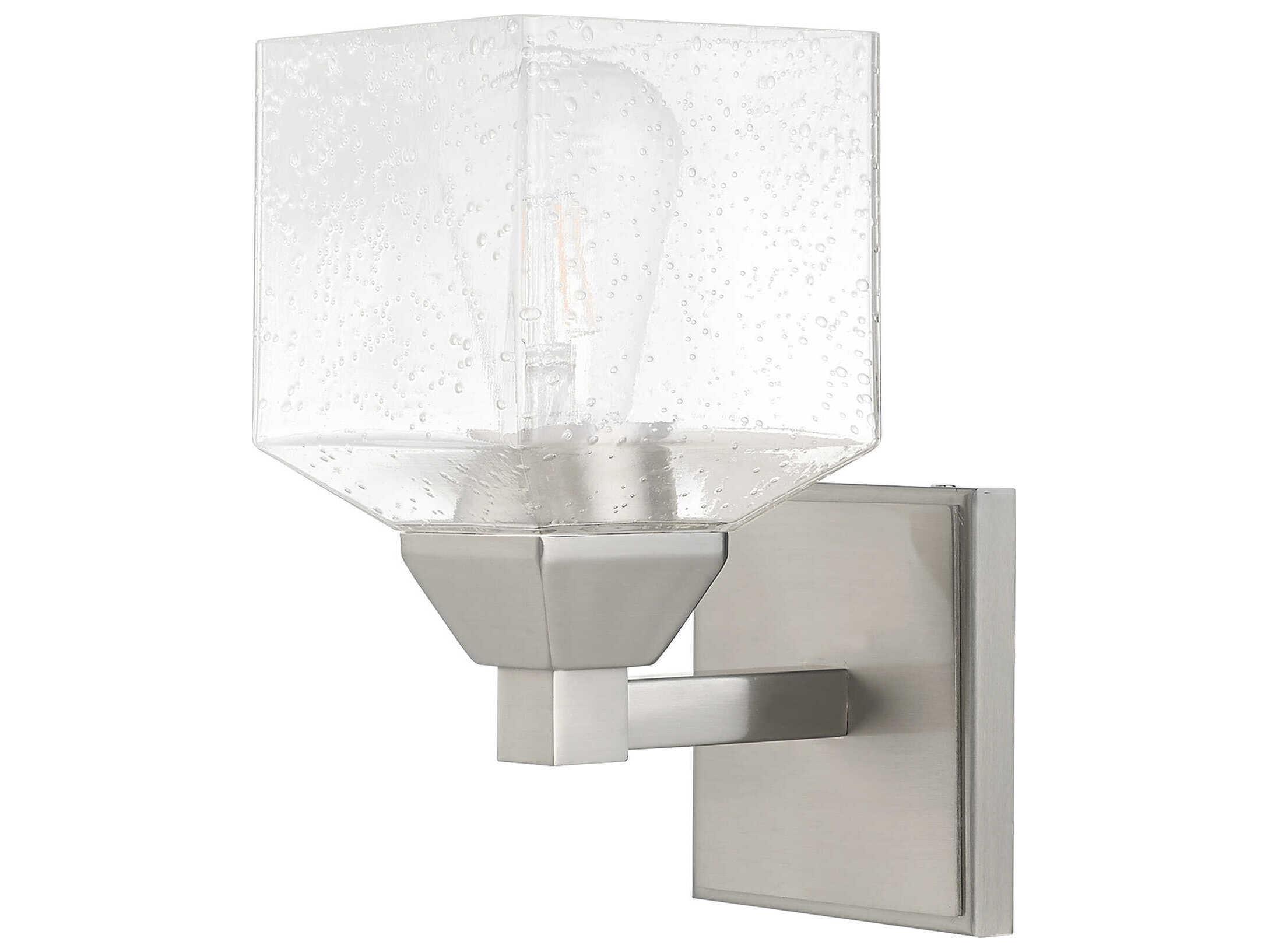 Livex Lighting Aragon 1-Light Brushed Nickel Clear Glass Wall Sconce