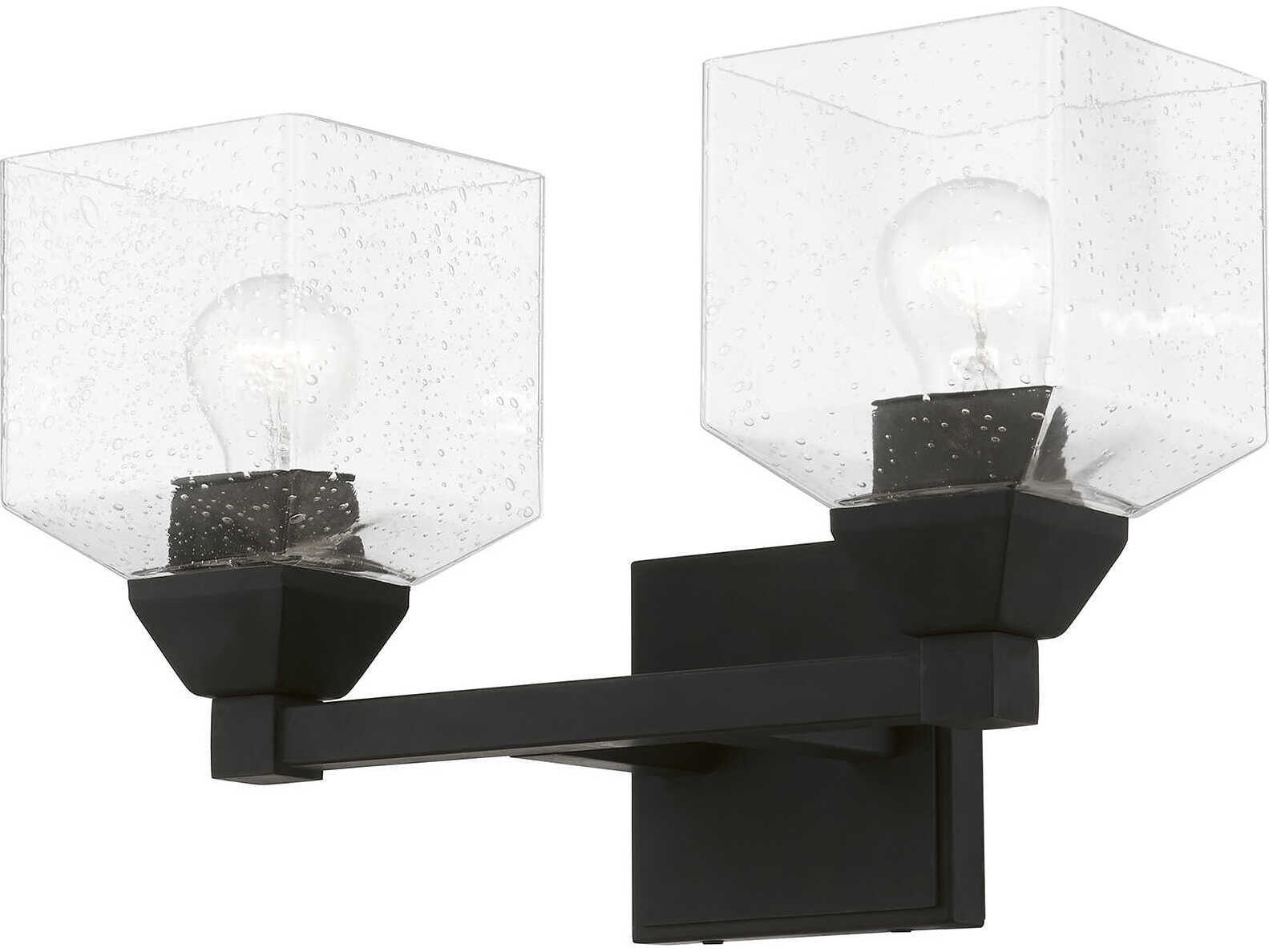 Livex Lighting Aragon 2-Light Black Glass Vanity Light