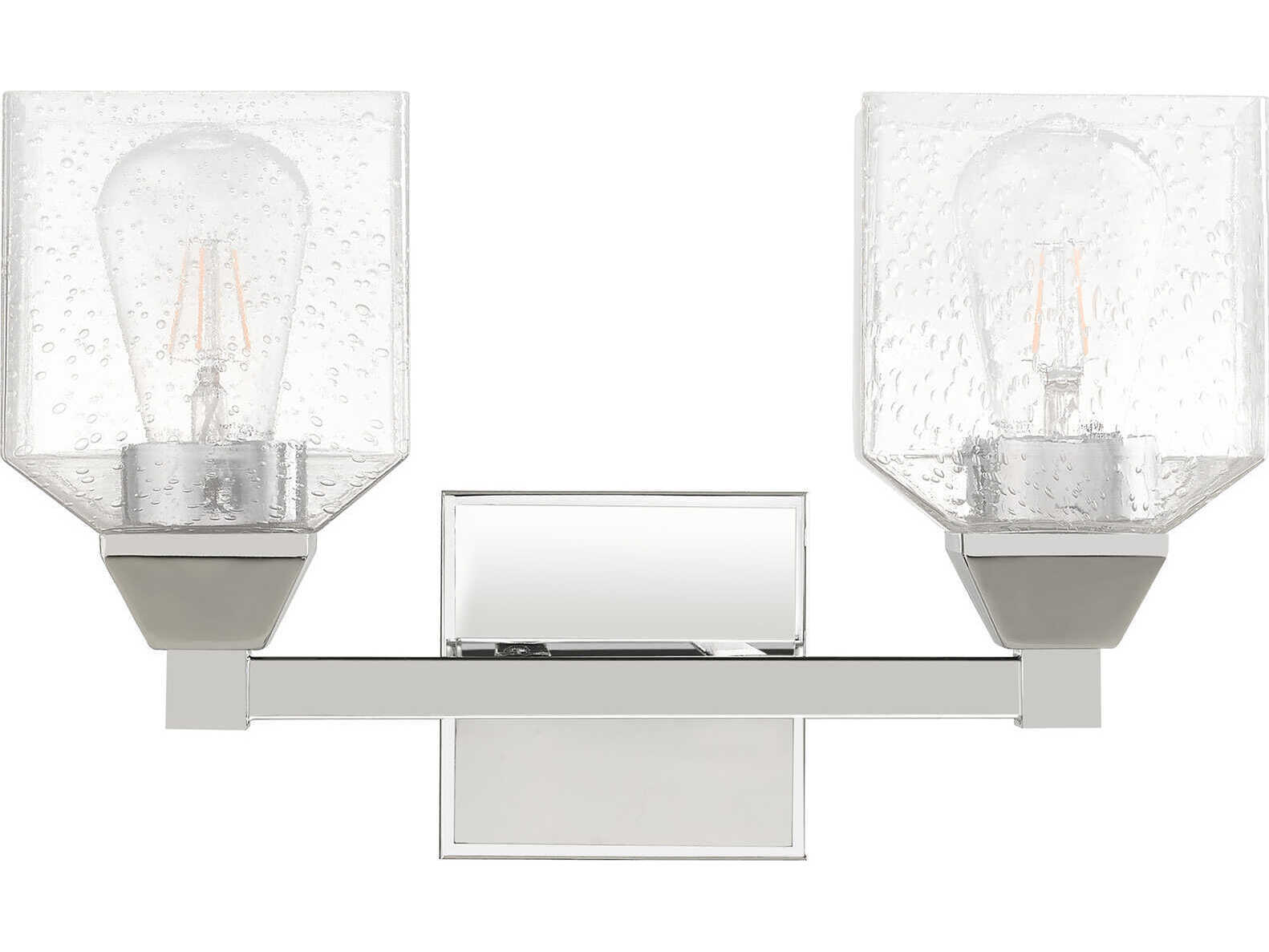 Livex Lighting Aragon 2-Light Polished Chrome Clear Glass Vanity Light