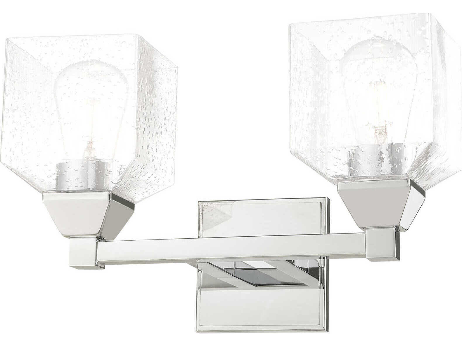 Livex Lighting Aragon 2-Light Polished Chrome Clear Glass Vanity Light