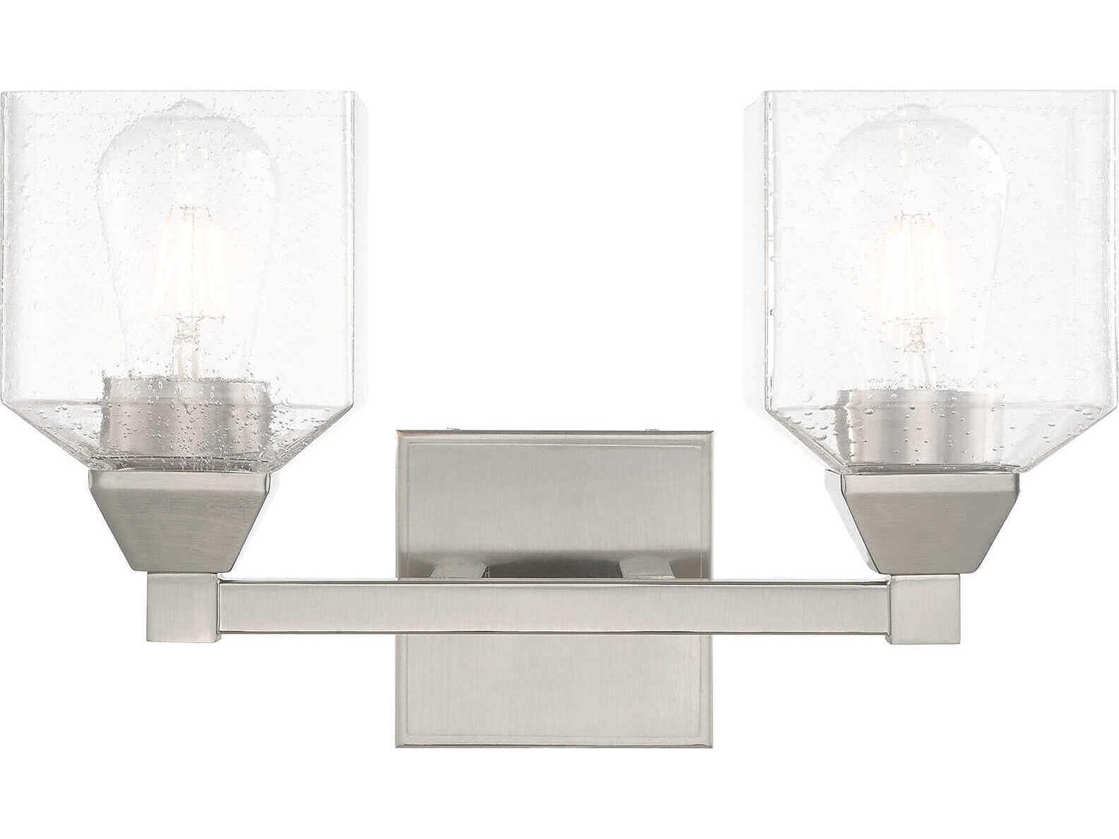 Livex Lighting Aragon 2-Light Brushed Nickel Clear Glass Vanity Light