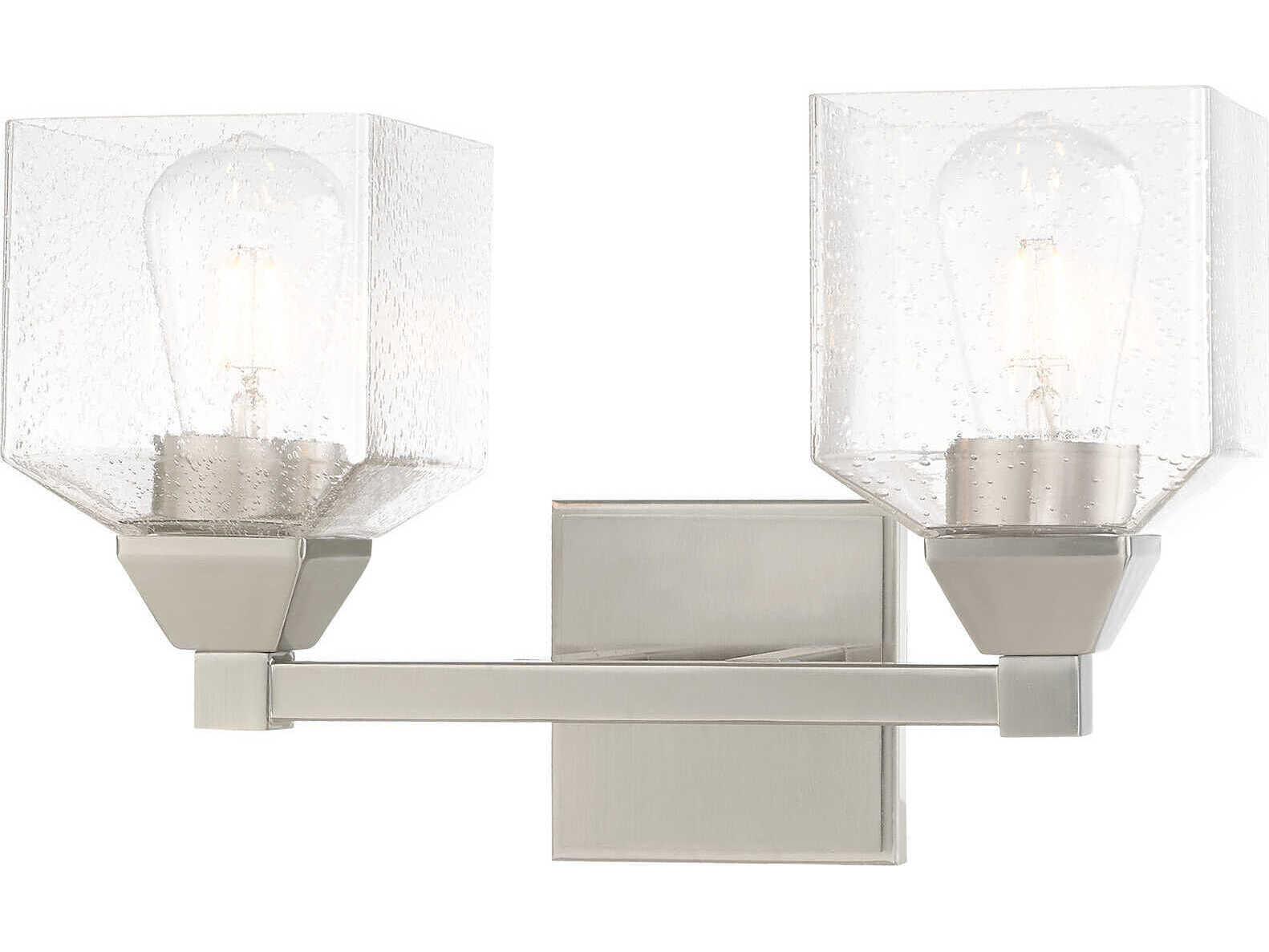 Livex Lighting Aragon 2-Light Brushed Nickel Clear Glass Vanity Light