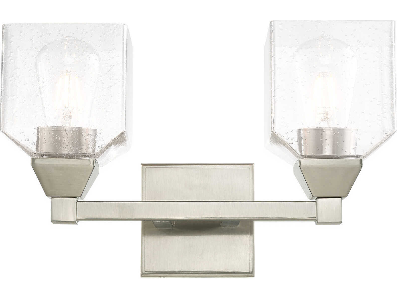 Livex Lighting Aragon 2-Light Brushed Nickel Clear Glass Vanity Light
