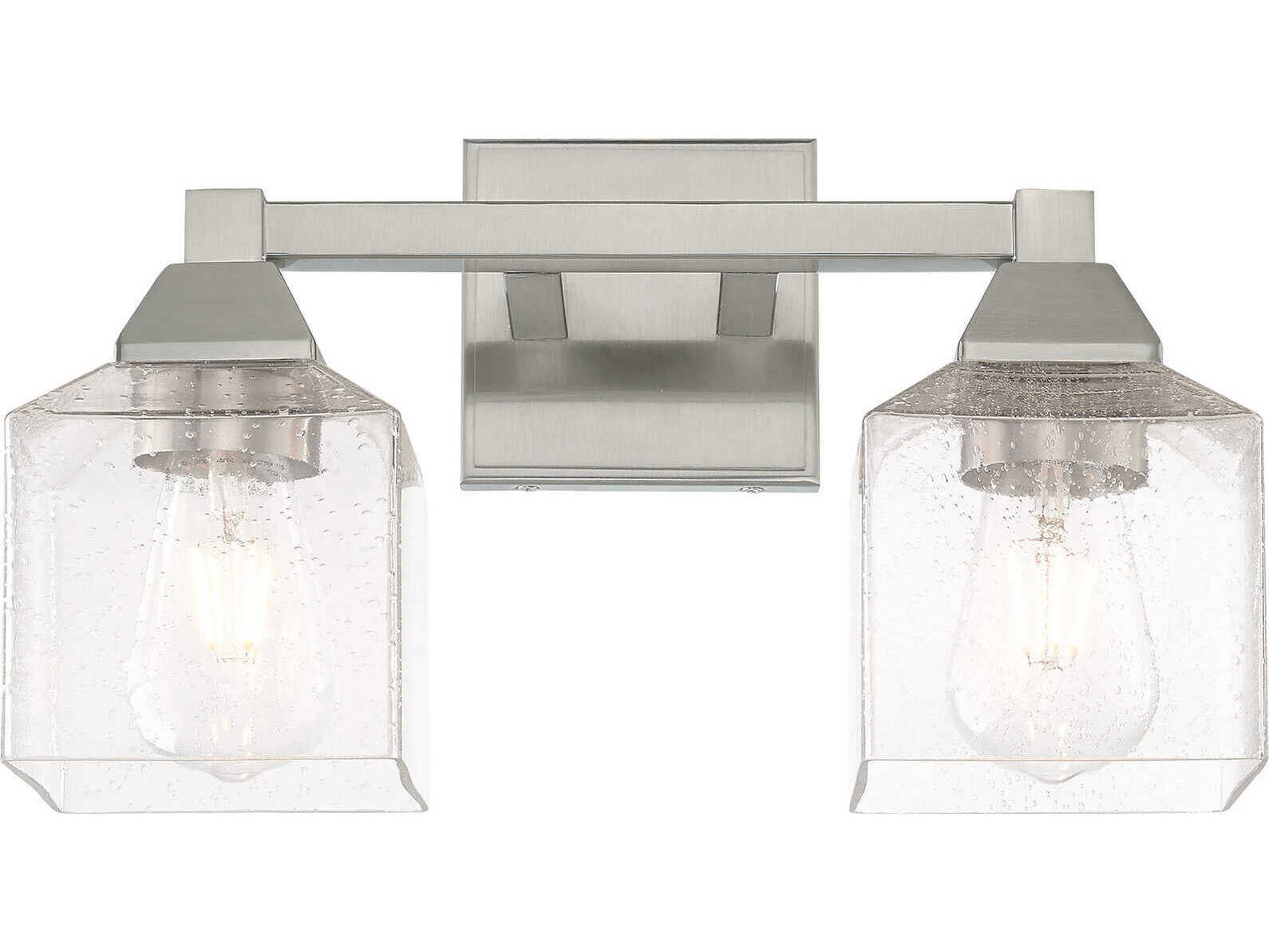 Livex Lighting Aragon 2-Light Brushed Nickel Clear Glass Vanity Light