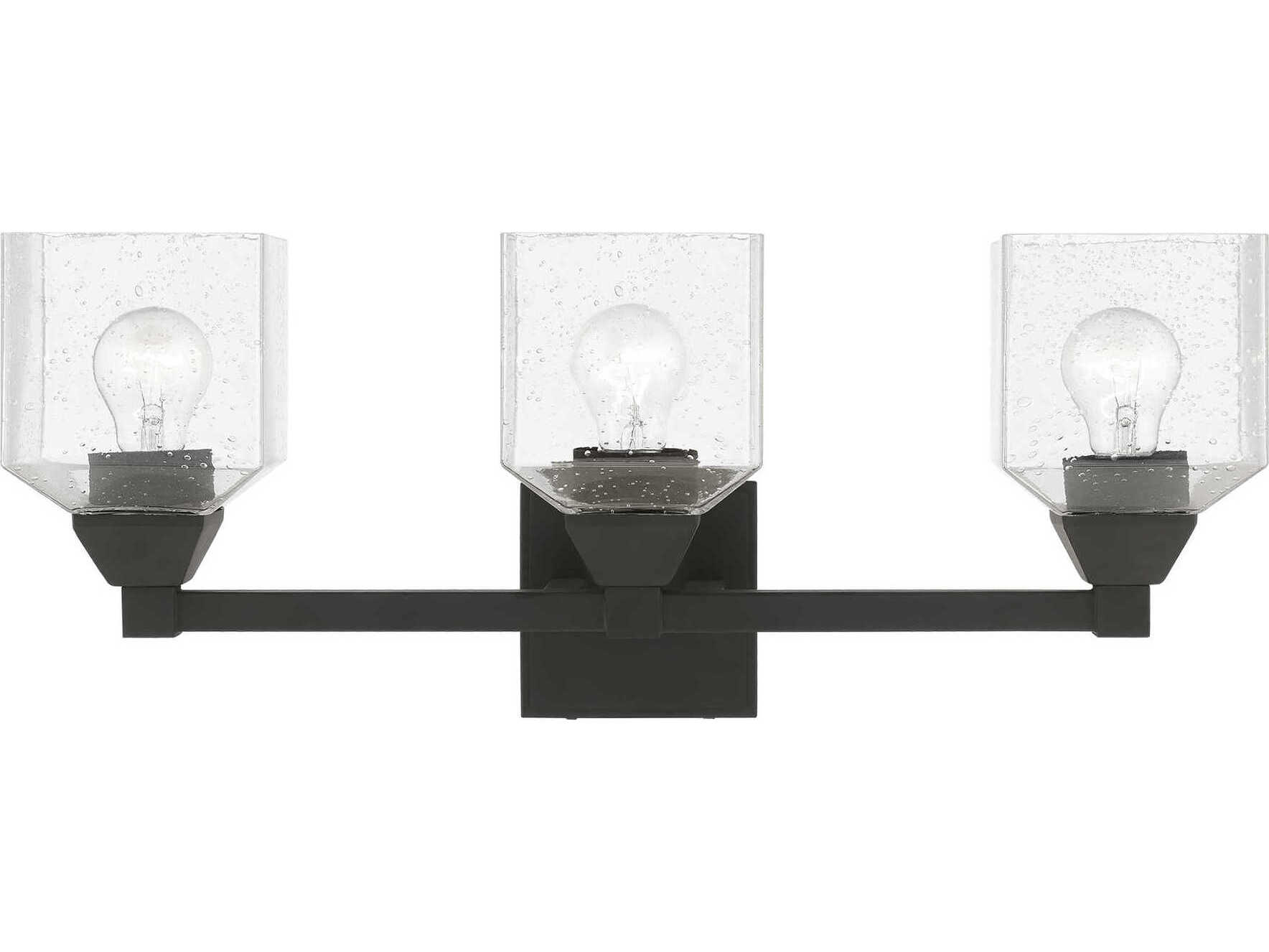 Livex Lighting Aragon 3-Light Black Glass Vanity Light