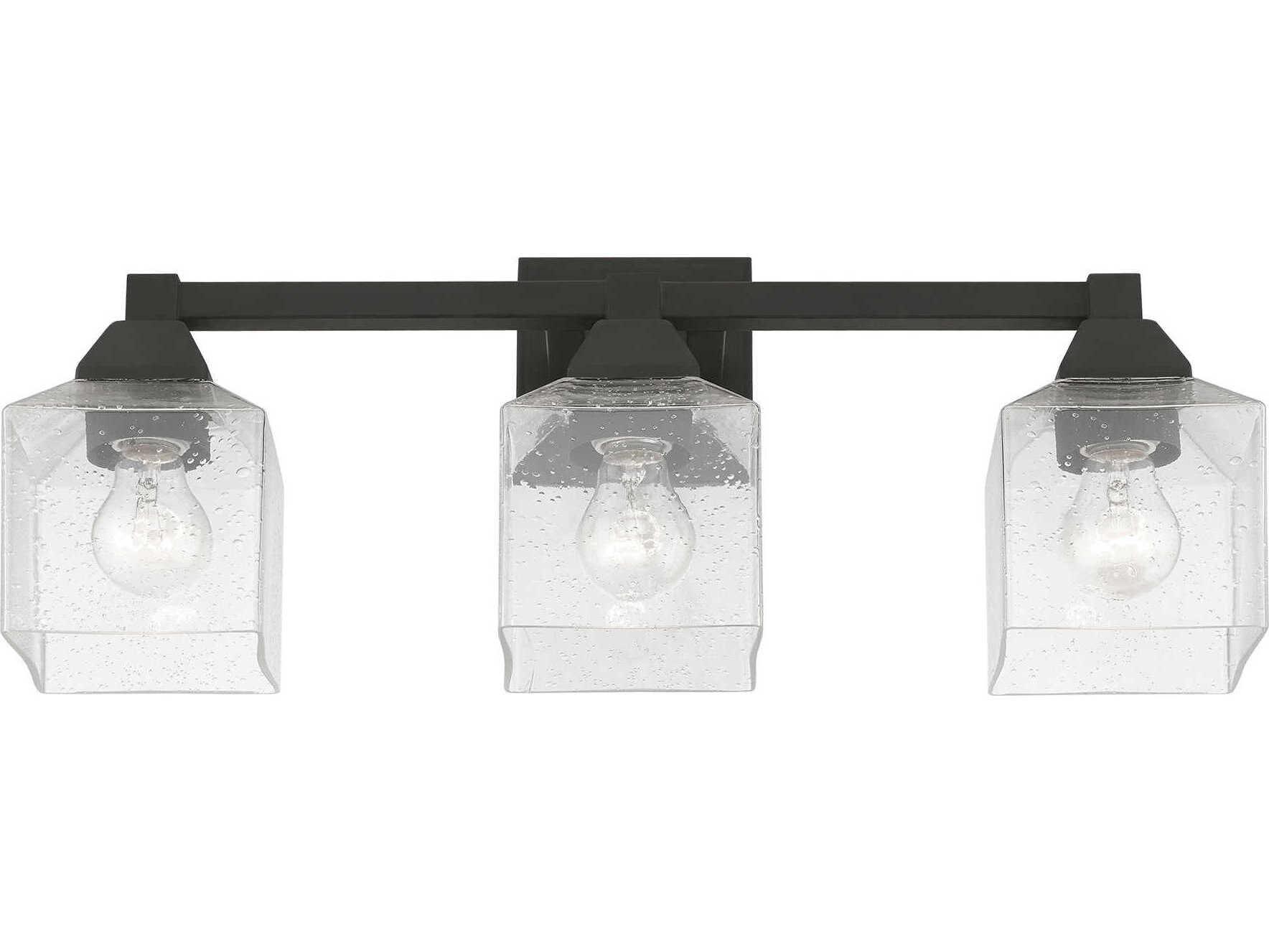Livex Lighting Aragon 3-Light Black Glass Vanity Light