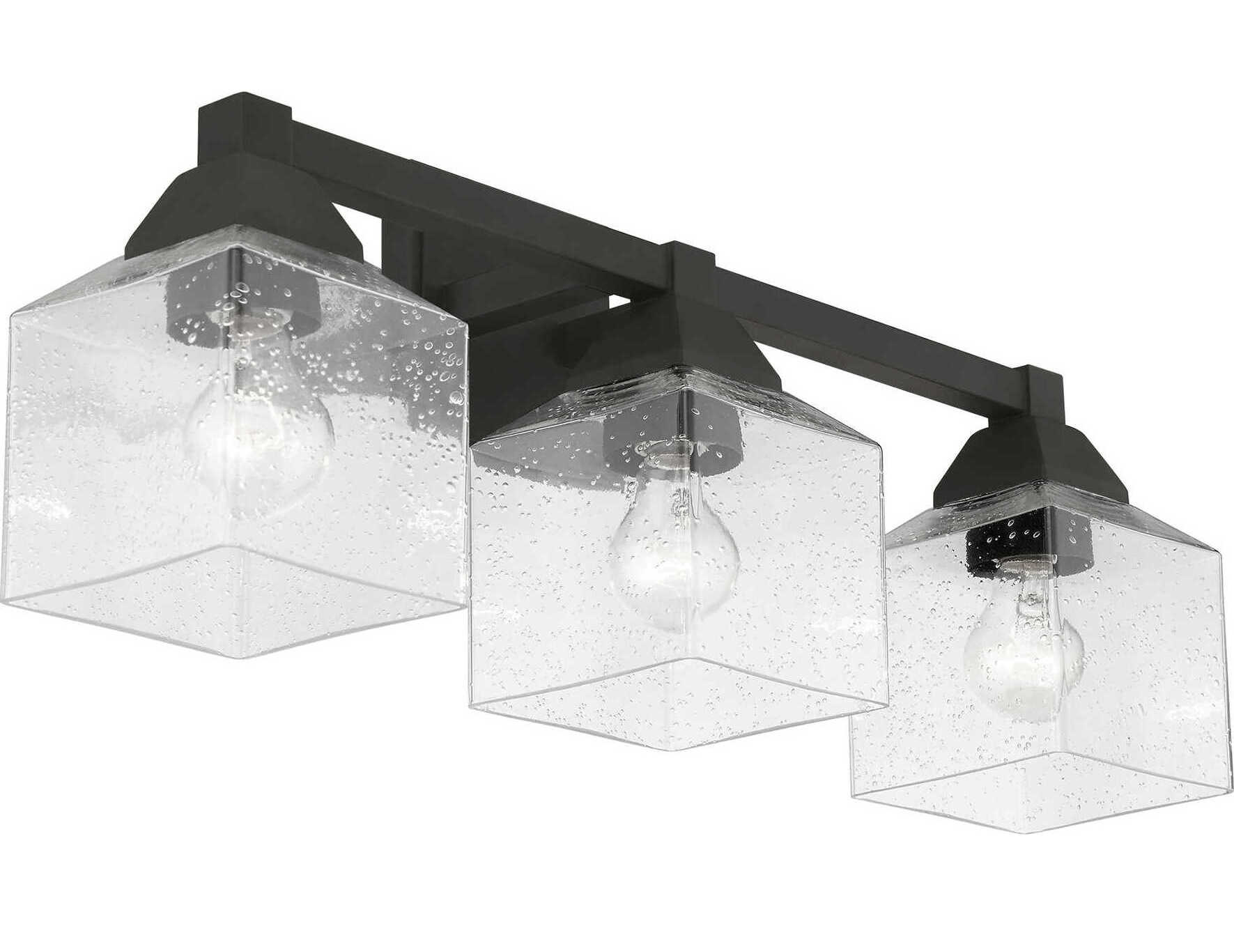 Livex Lighting Aragon 3-Light Black Glass Vanity Light