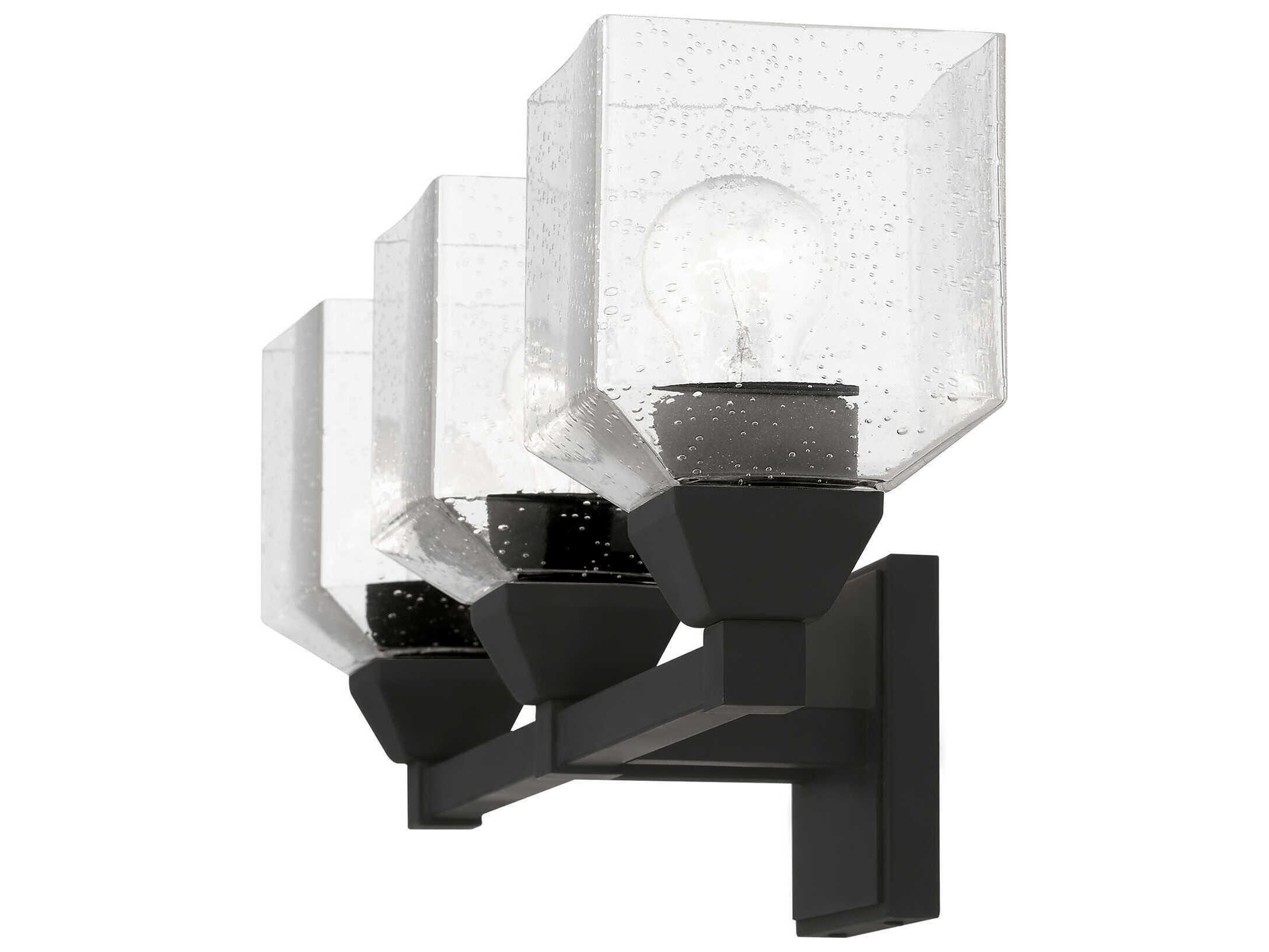 Livex Lighting Aragon 3-Light Black Glass Vanity Light