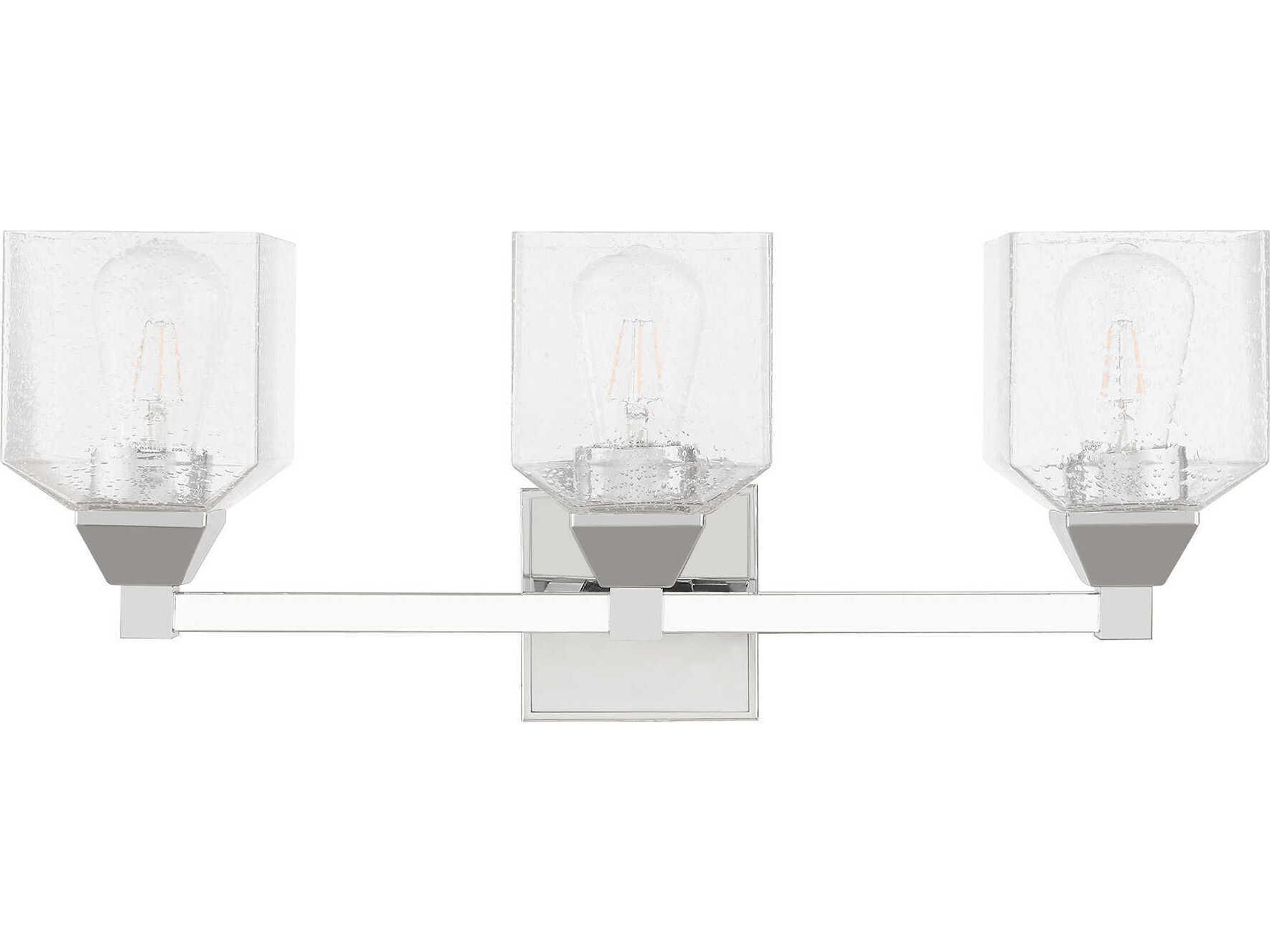 Livex Lighting Aragon 3-Light Polished Chrome Clear Glass Vanity Light