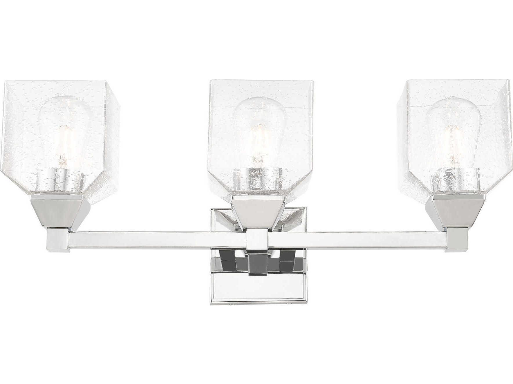 Livex Lighting Aragon 3-Light Polished Chrome Clear Glass Vanity Light