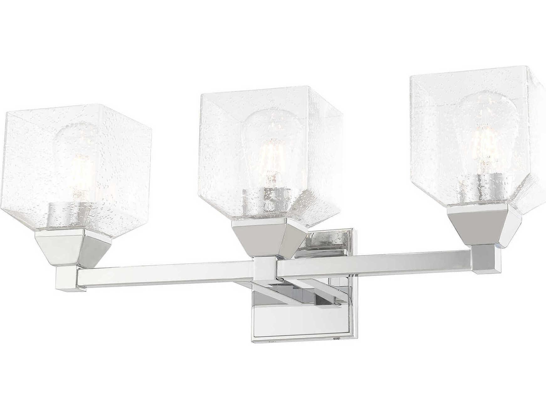 Livex Lighting Aragon 3-Light Polished Chrome Clear Glass Vanity Light