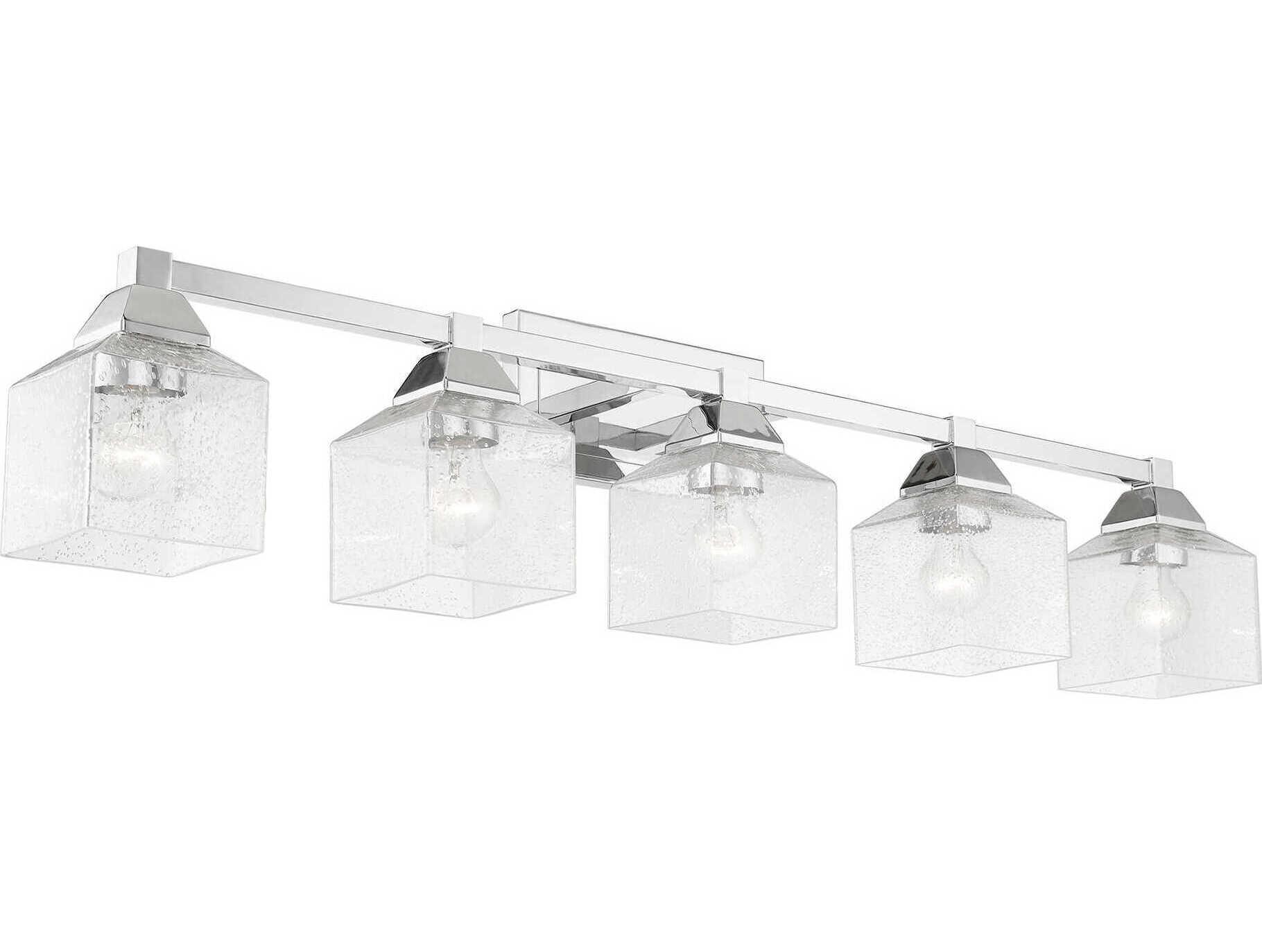Livex Lighting Aragon 5-Light Polished Chrome Glass Vanity Light