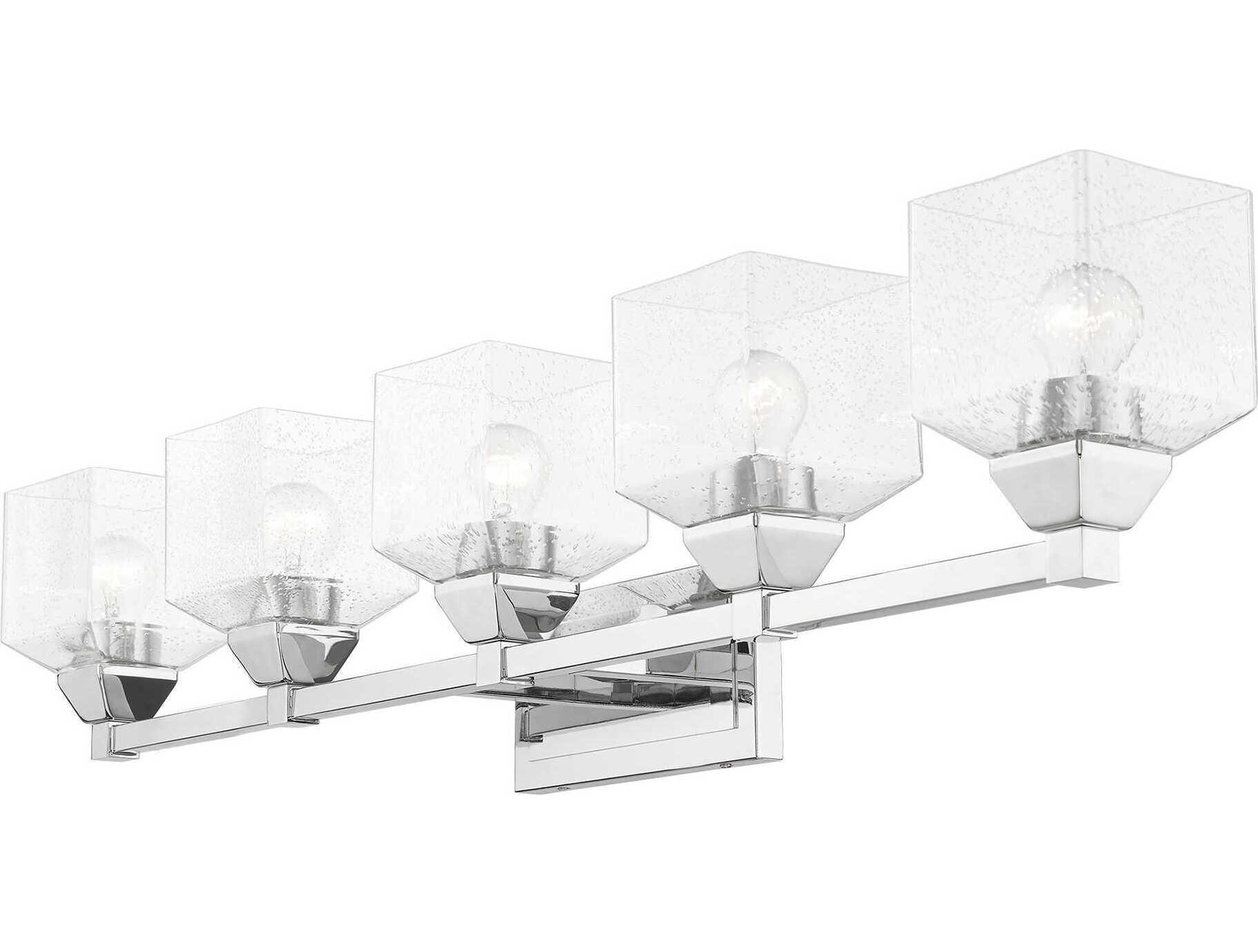 Livex Lighting Aragon 5-Light Polished Chrome Glass Vanity Light
