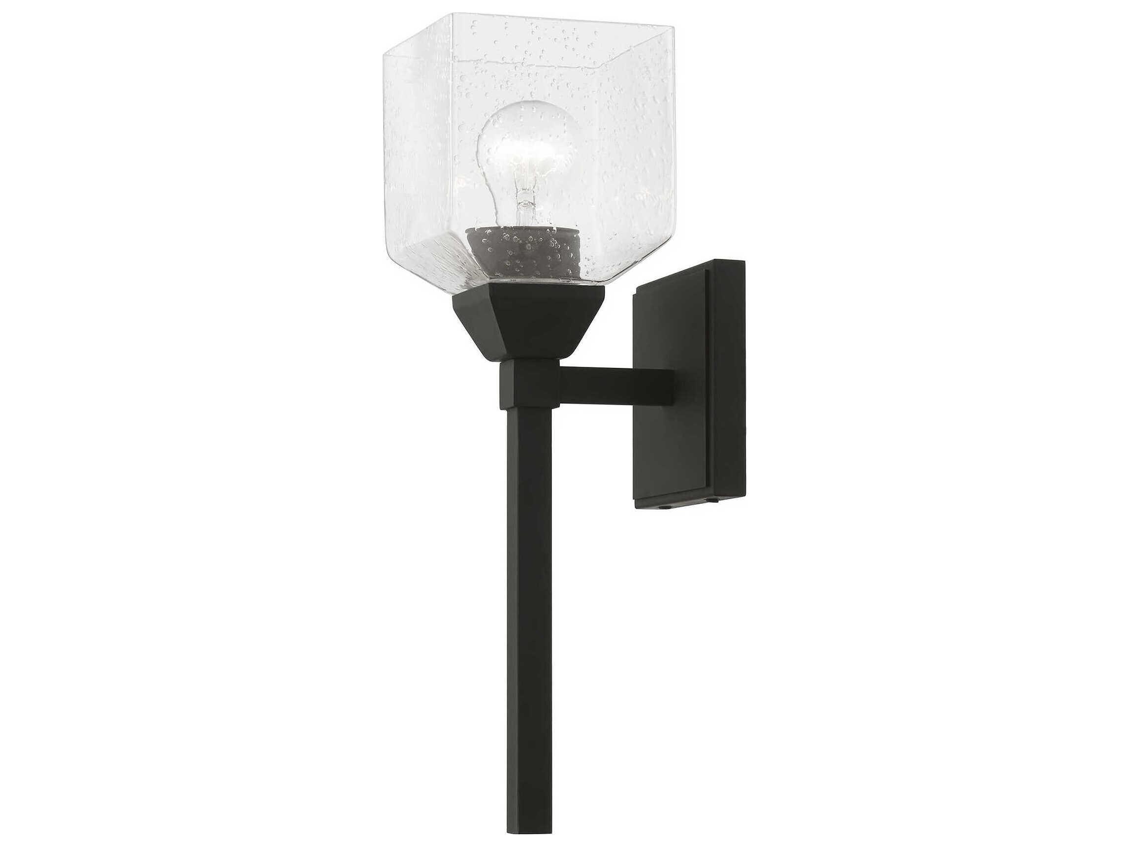 Livex Lighting Aragon 1-Light Black Glass Wall Sconce