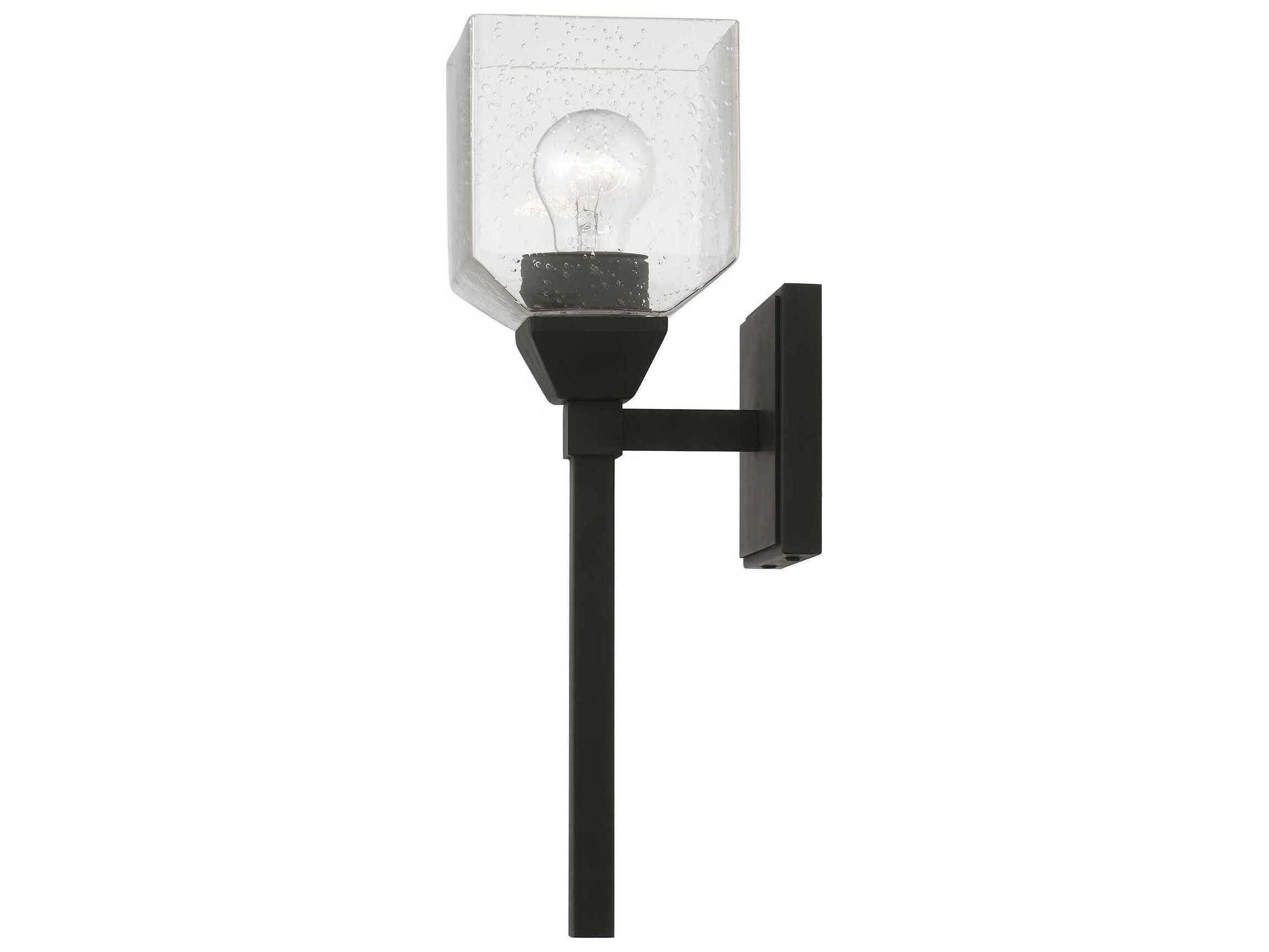 Livex Lighting Aragon 1-Light Black Glass Wall Sconce