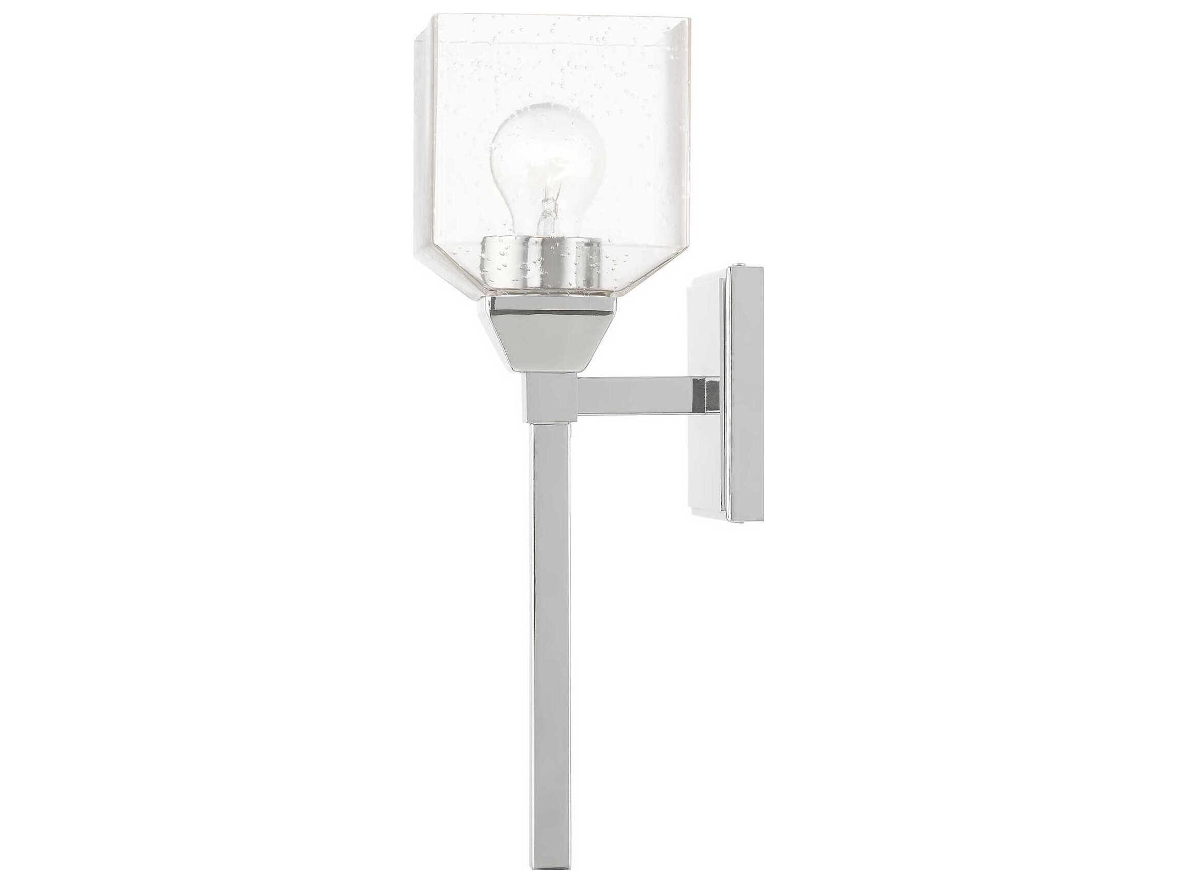 Livex Lighting Aragon 1-Light Polished Chrome Nickel Glass Wall Sconce