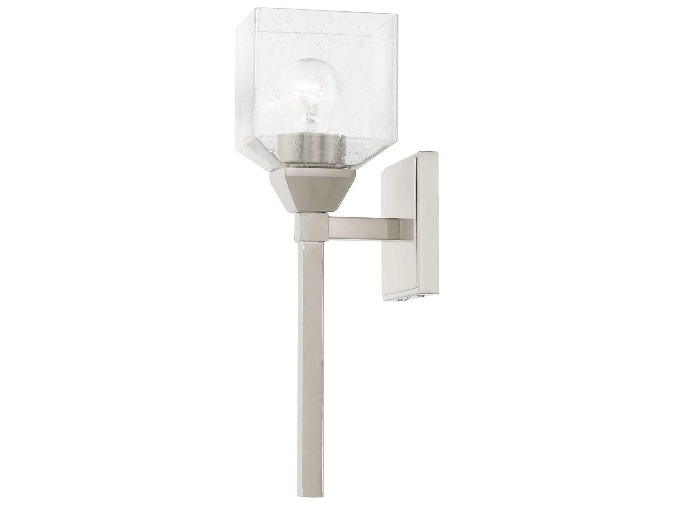 Livex Lighting Aragon 1-Light Brushed Nickel Glass Wall Sconce